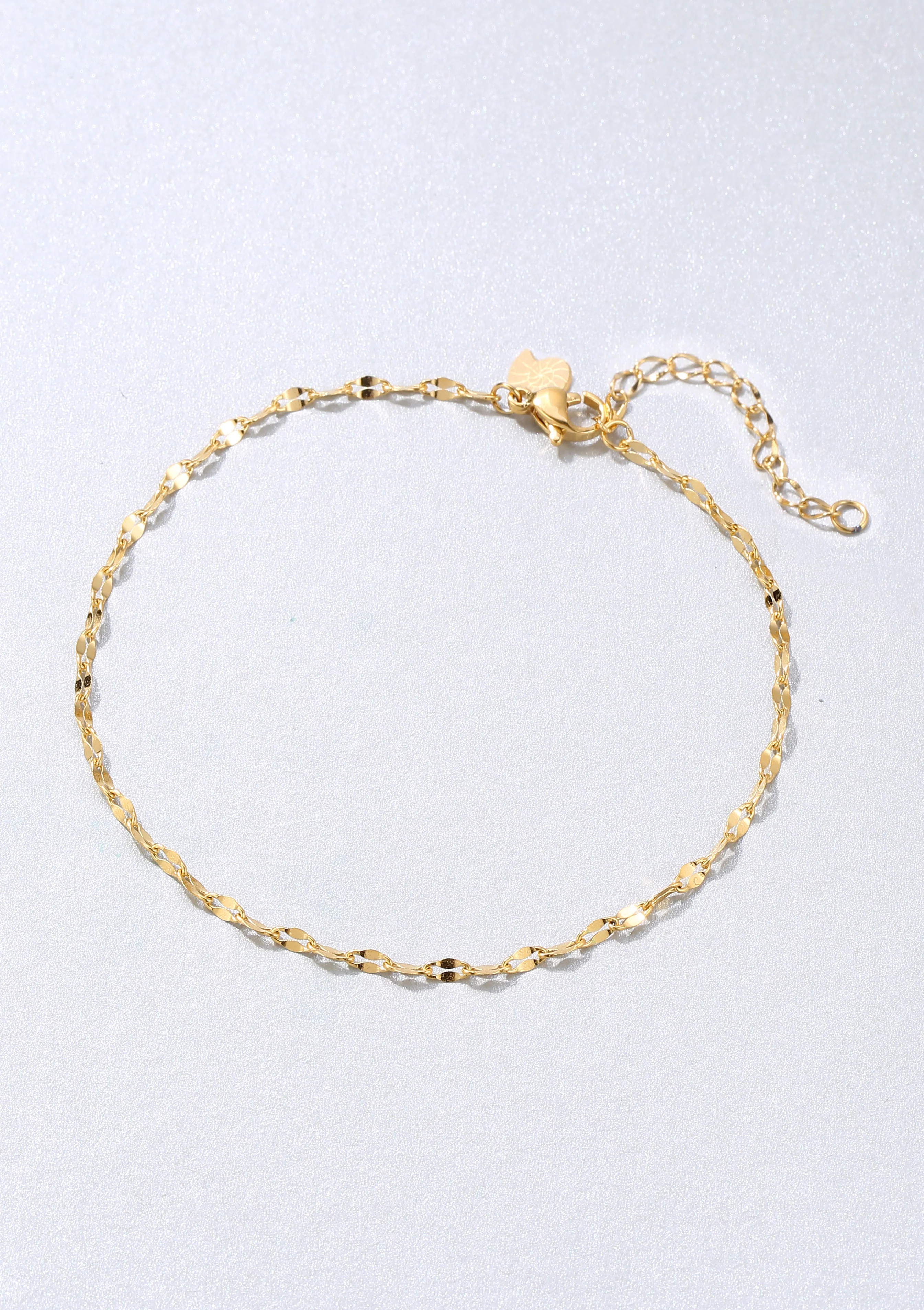 Flattened Rolo Chain Anklet Gold - Image 3