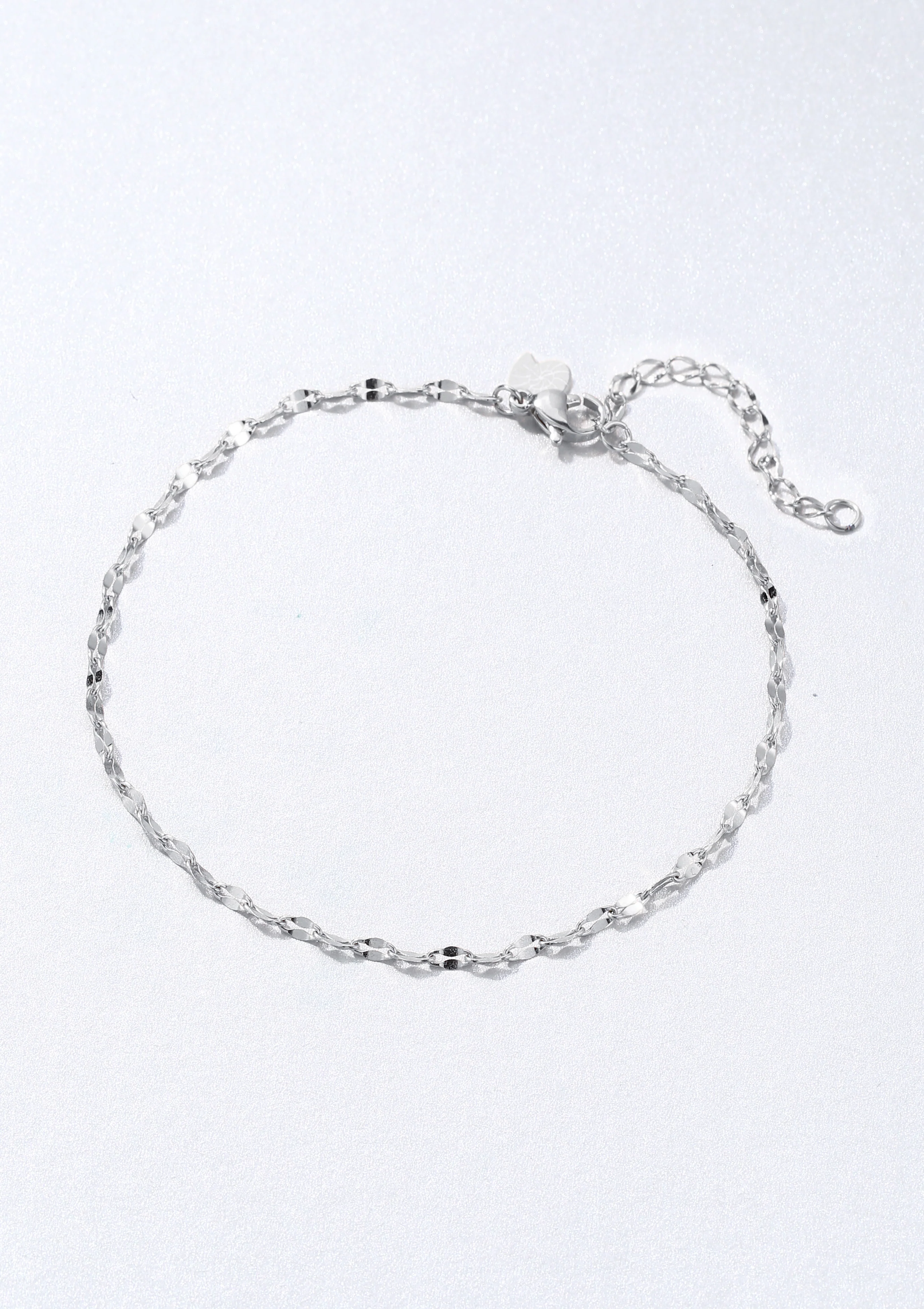 Flattened Rolo Chain Anklet Silver - Image 3