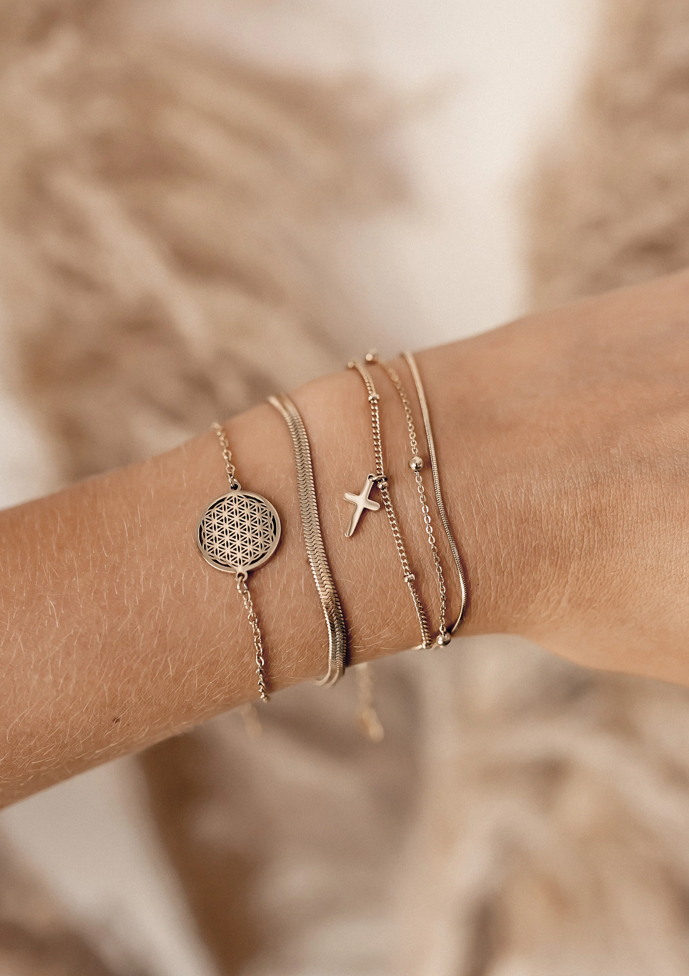 Flower of Life Bracelet Gold - Image 5
