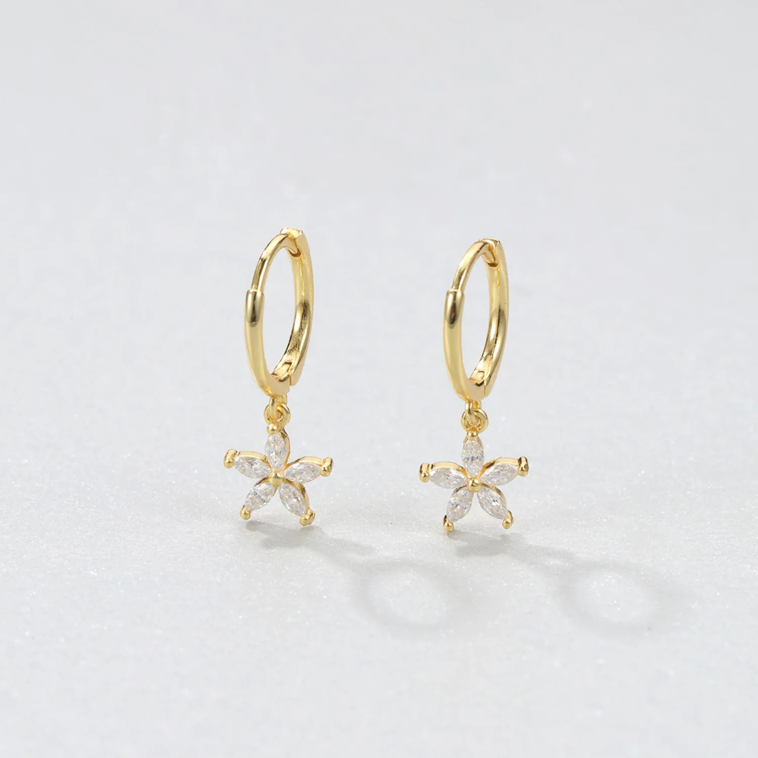 Gemstone Daisy Huggie Earrings Sterling Silver - Image 3