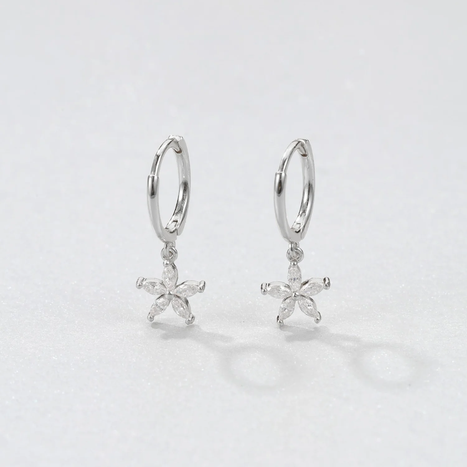 Gemstone Daisy Huggie Earrings Sterling Silver - Image 6