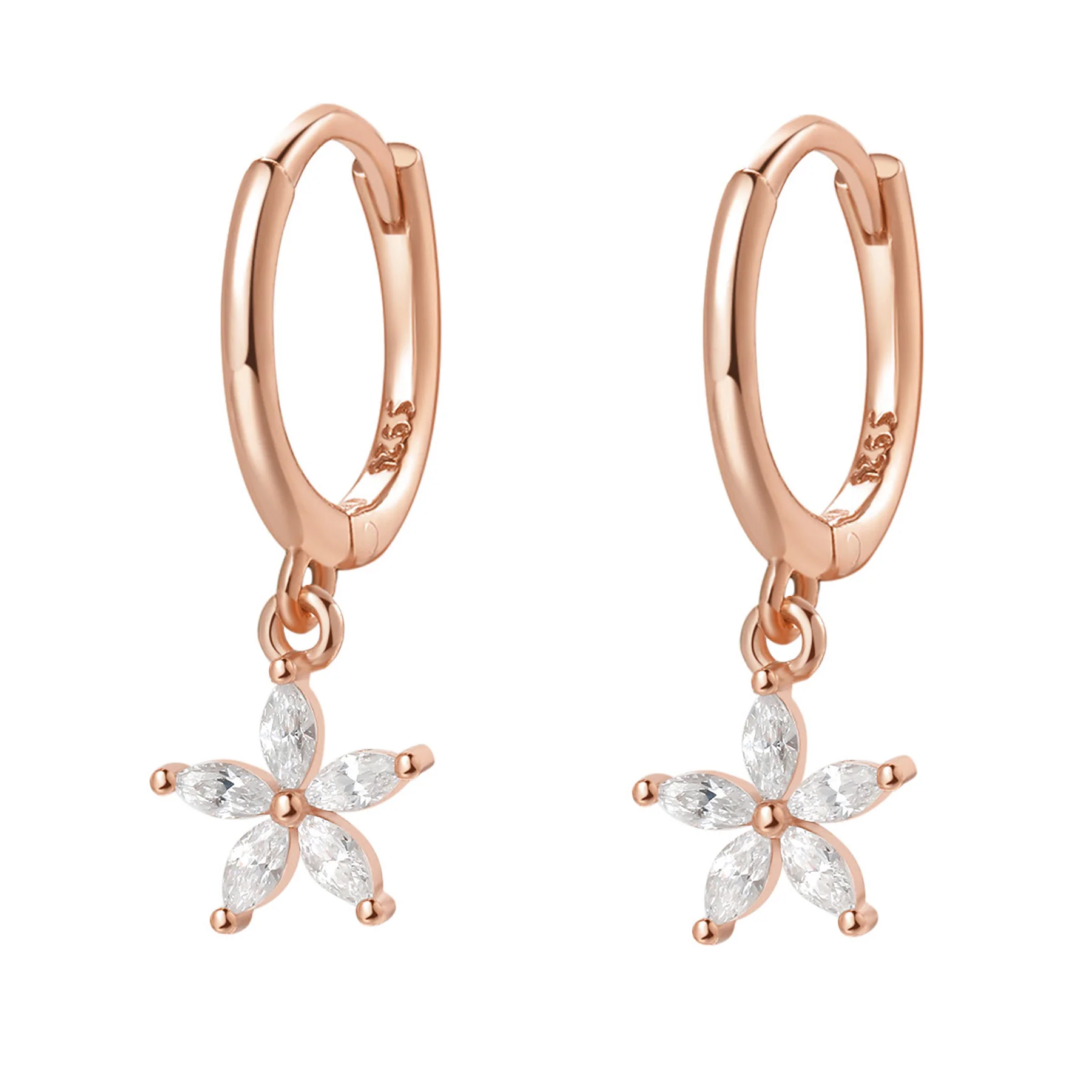 Gemstone Daisy Huggie Earrings Sterling Silver - Image 7