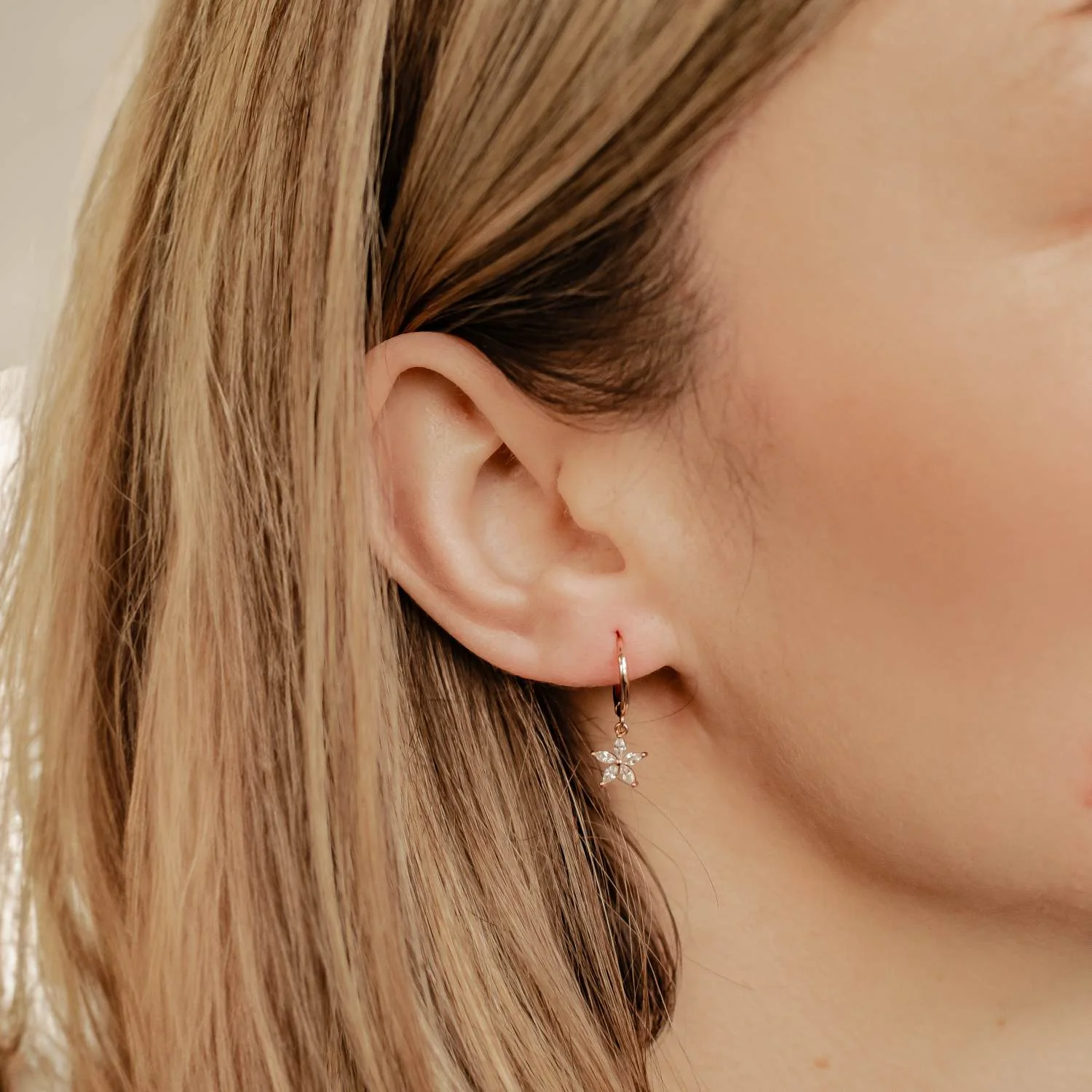 Gemstone Daisy Huggie Earrings Sterling Silver - Image 8