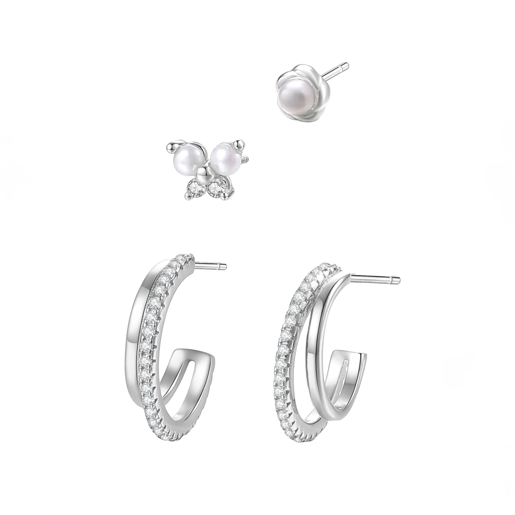 Gemstone & Pearl Earrings Set Sterling Silver - Image 3