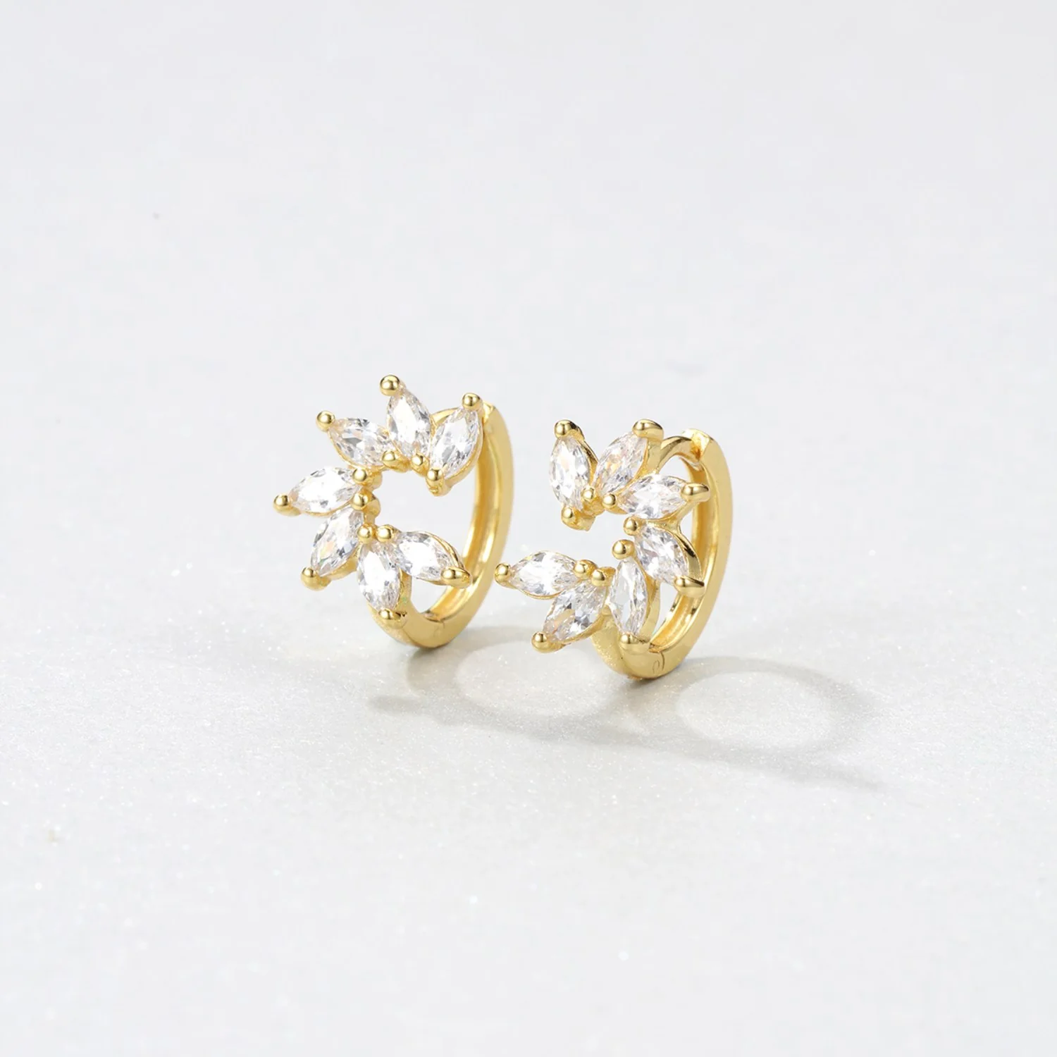 Gemstone Petal Huggie Earrings Sterling Silver - Image 3