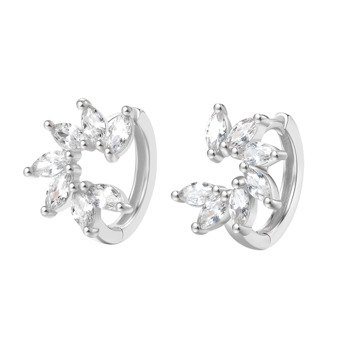 Gemstone Petal Huggie Earrings Sterling Silver - Image 4