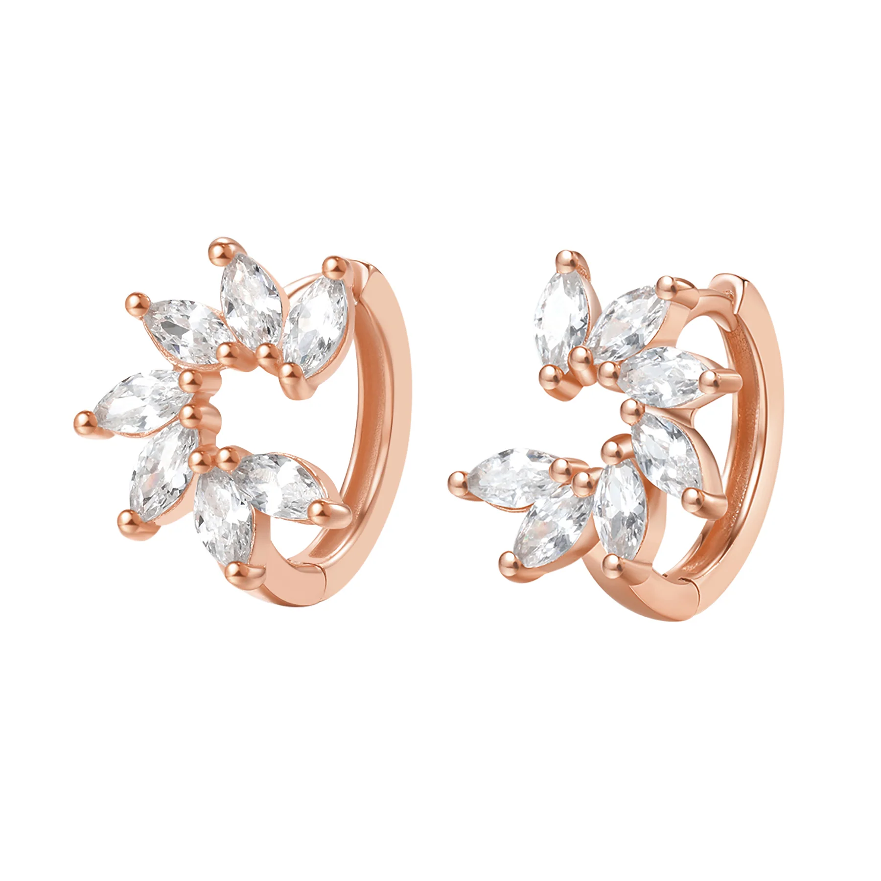 Gemstone Petal Huggie Earrings Sterling Silver - Image 7