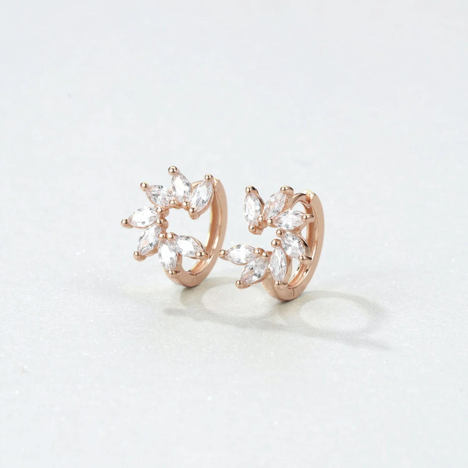 Gemstone Petal Huggie Earrings Sterling Silver - Image 9