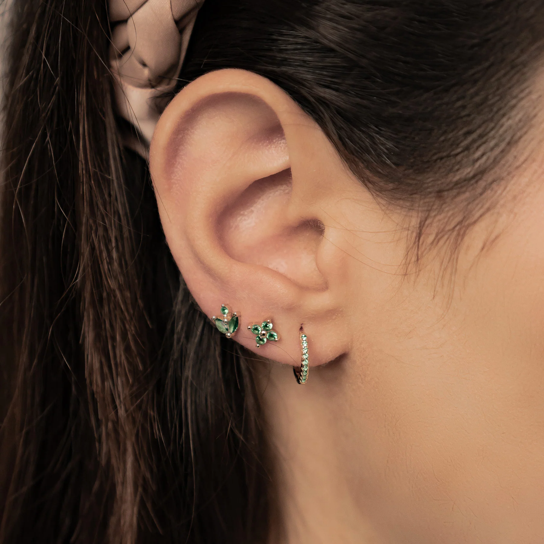 Green Gemstones Earring Set Sterling Silver - Image 3