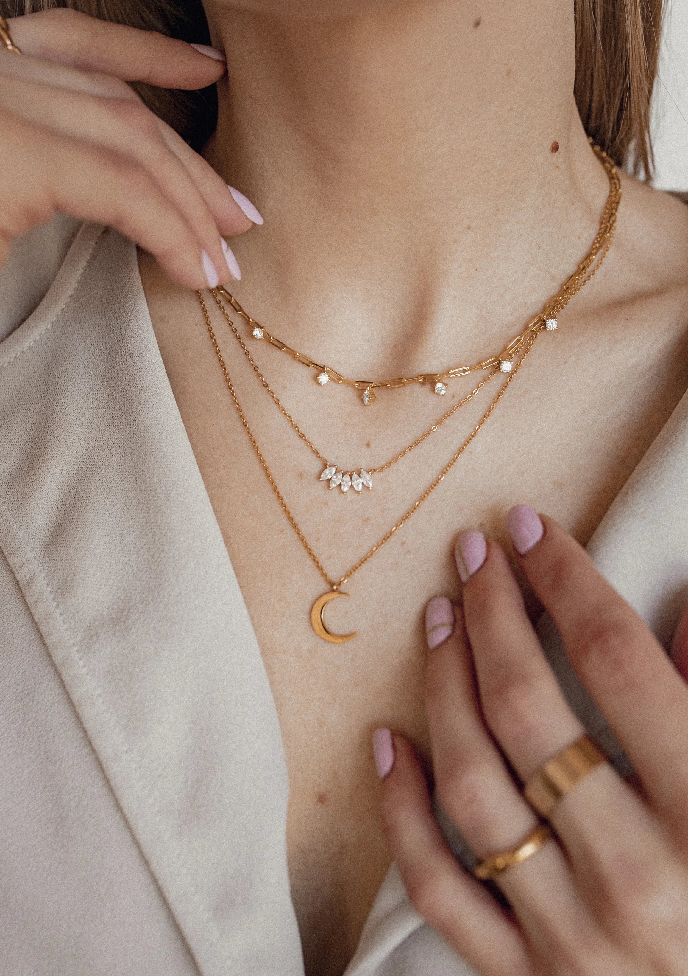 Half Moon Delicate Necklace Gold - Image 10