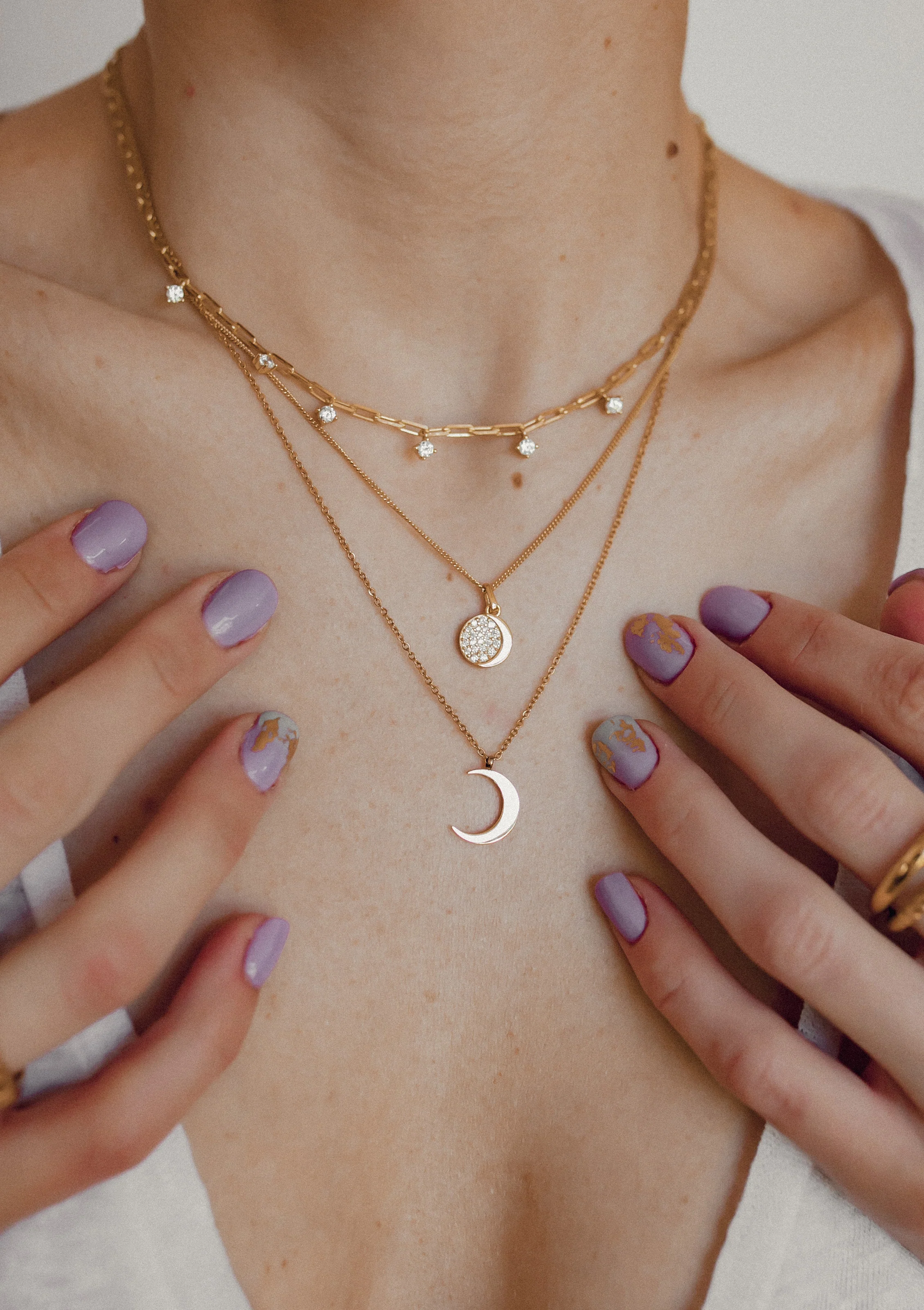 Half Moon Delicate Necklace Gold - Image 12