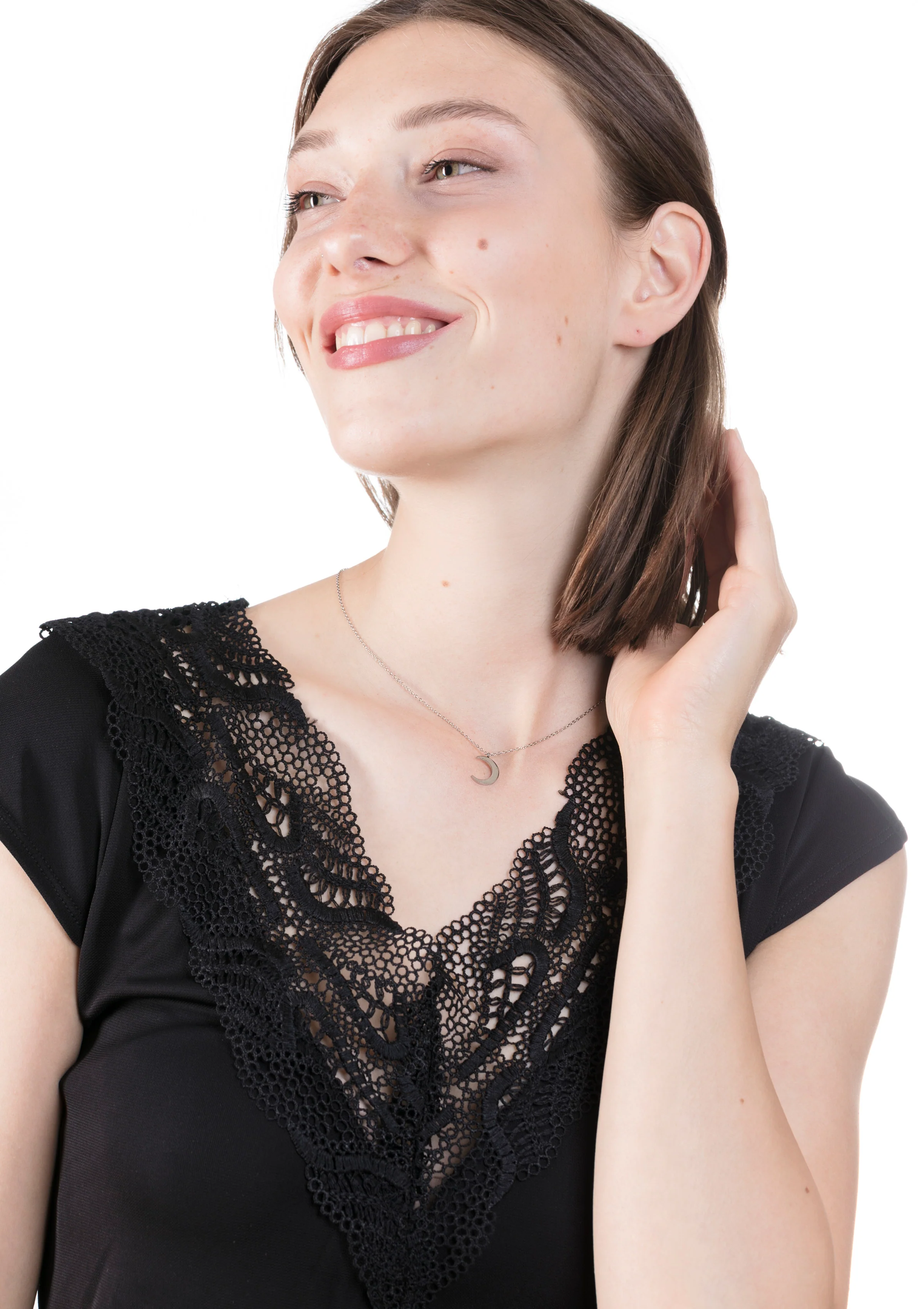 Half Moon Delicate Necklace Silver - Image 7