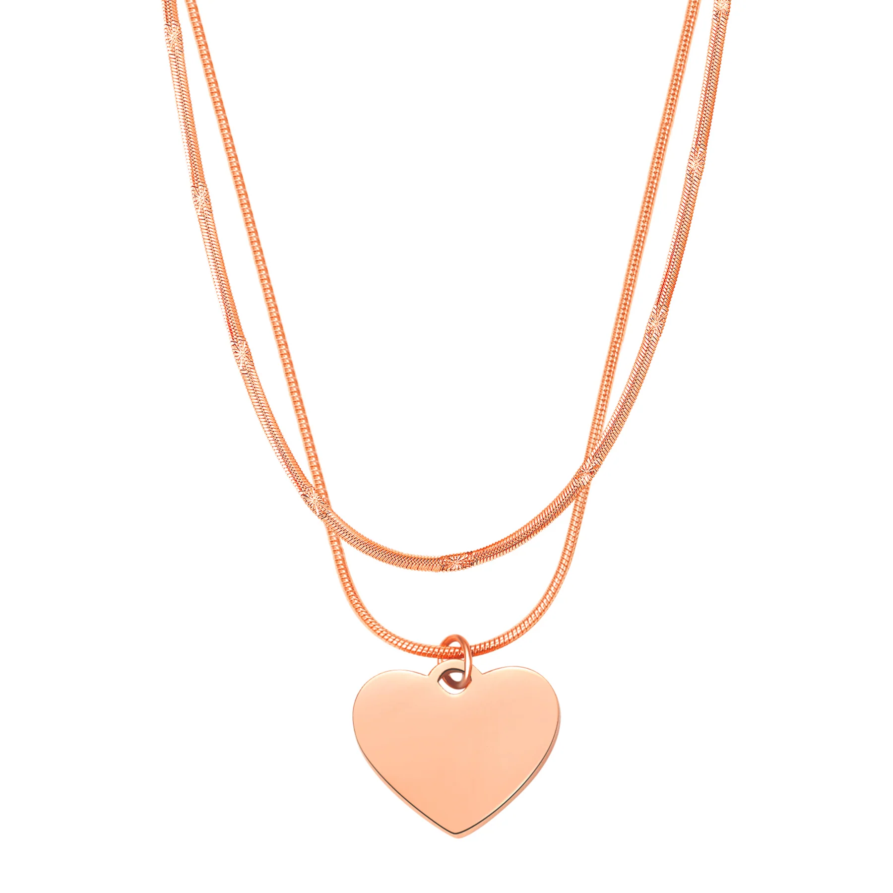 Heart and Textured Snake Chain Necklace Set Waterproof - Image 10