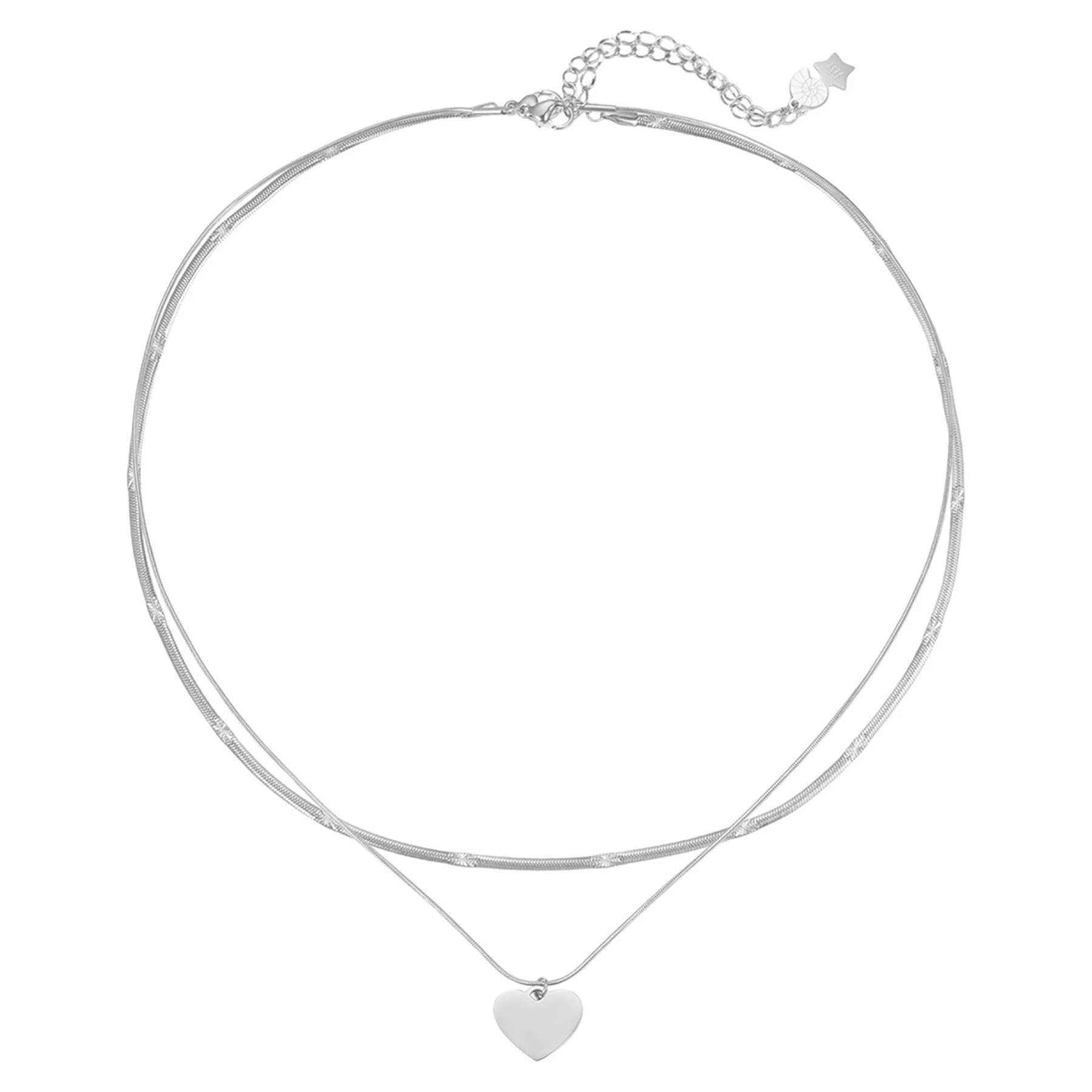 Heart and Textured Snake Chain Necklace Set Waterproof - Image 11