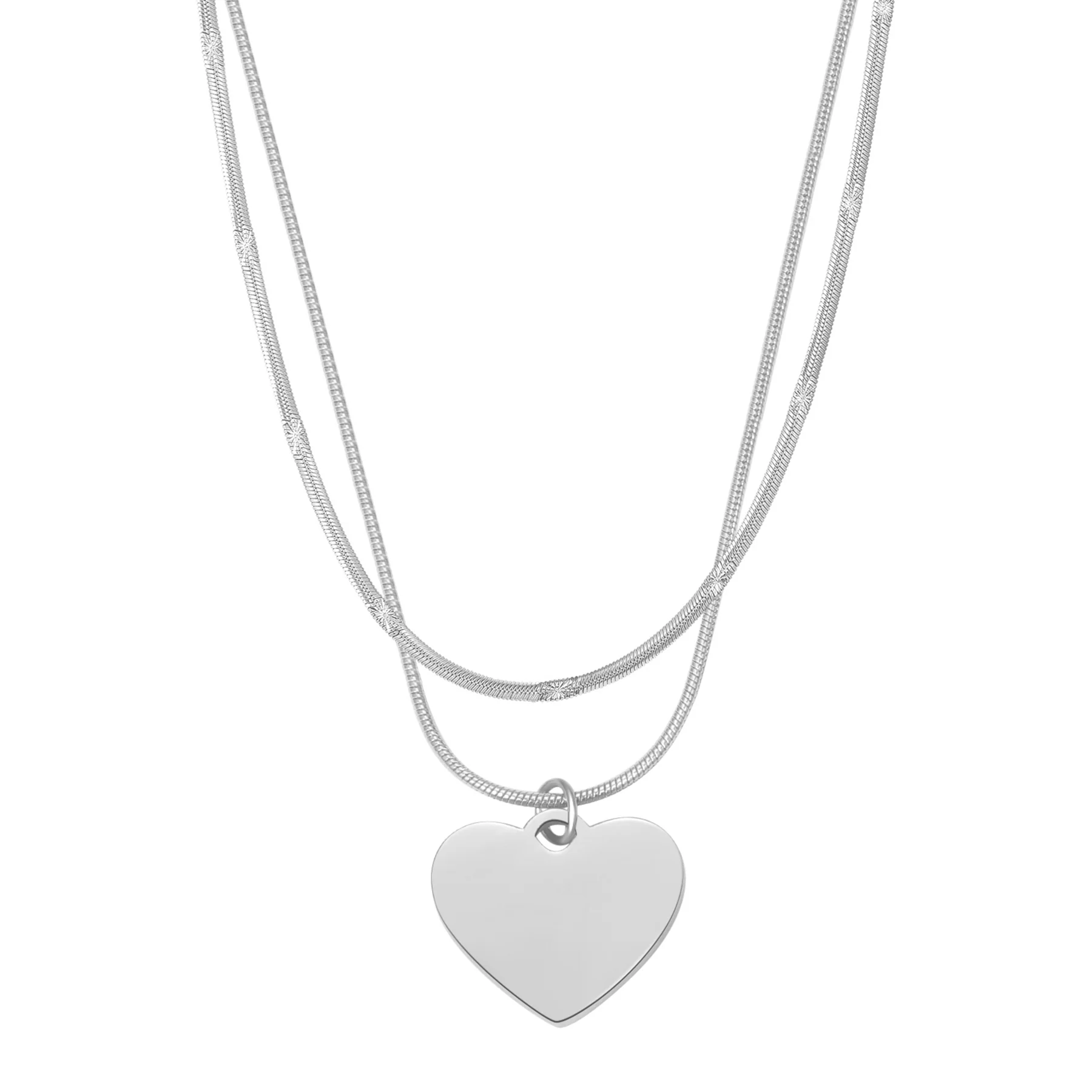 Heart and Textured Snake Chain Necklace Set Waterproof - Image 15
