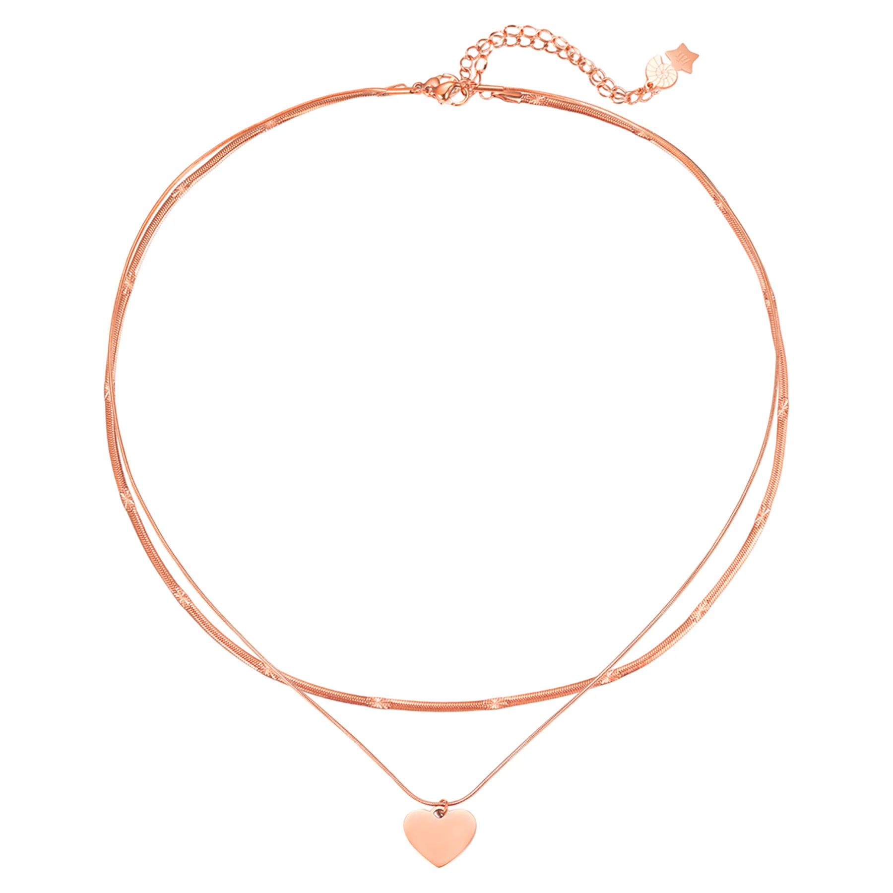 Heart and Textured Snake Chain Necklace Set Waterproof - Image 6