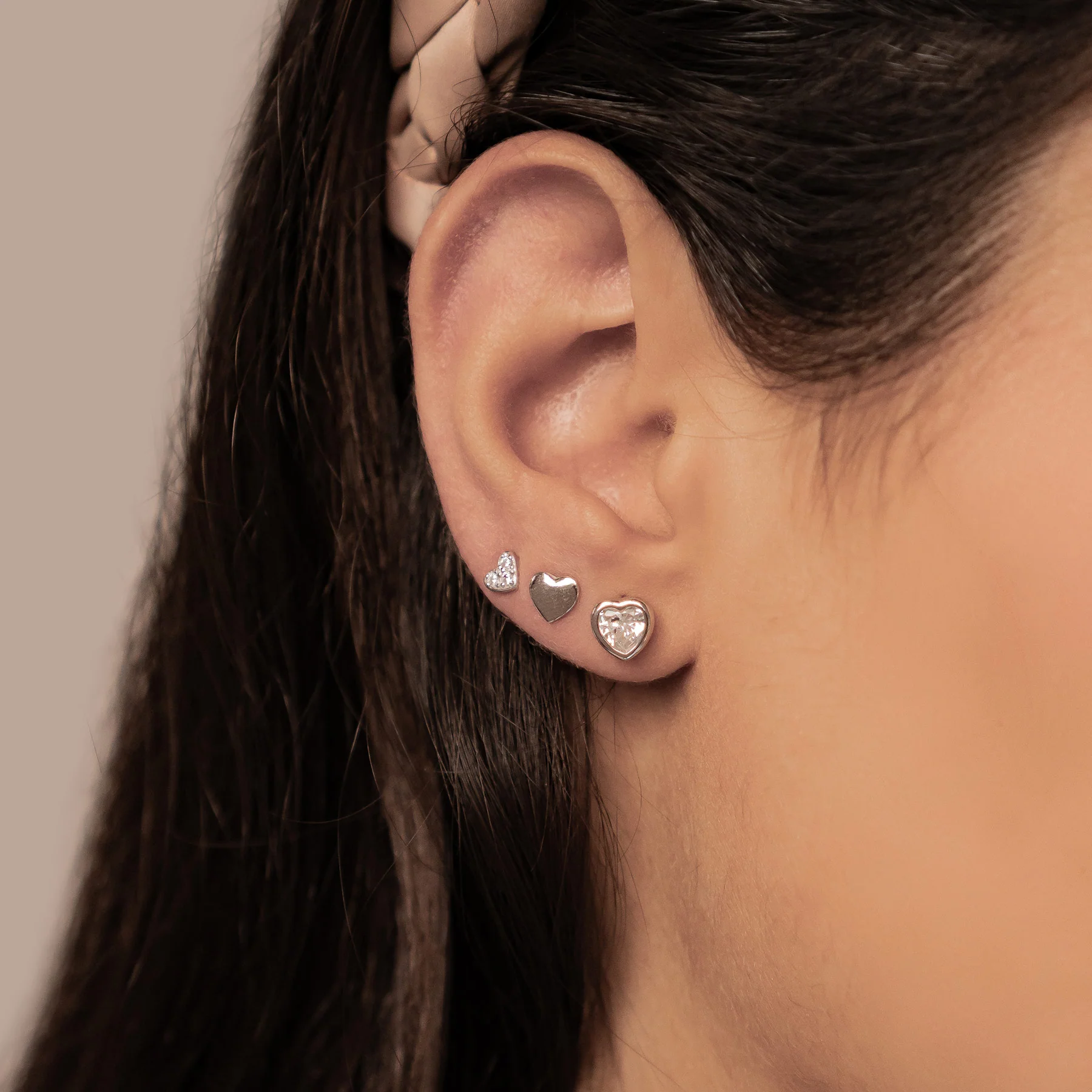 Heart Trio Stud Earring Set Sterling Silver - Image 7