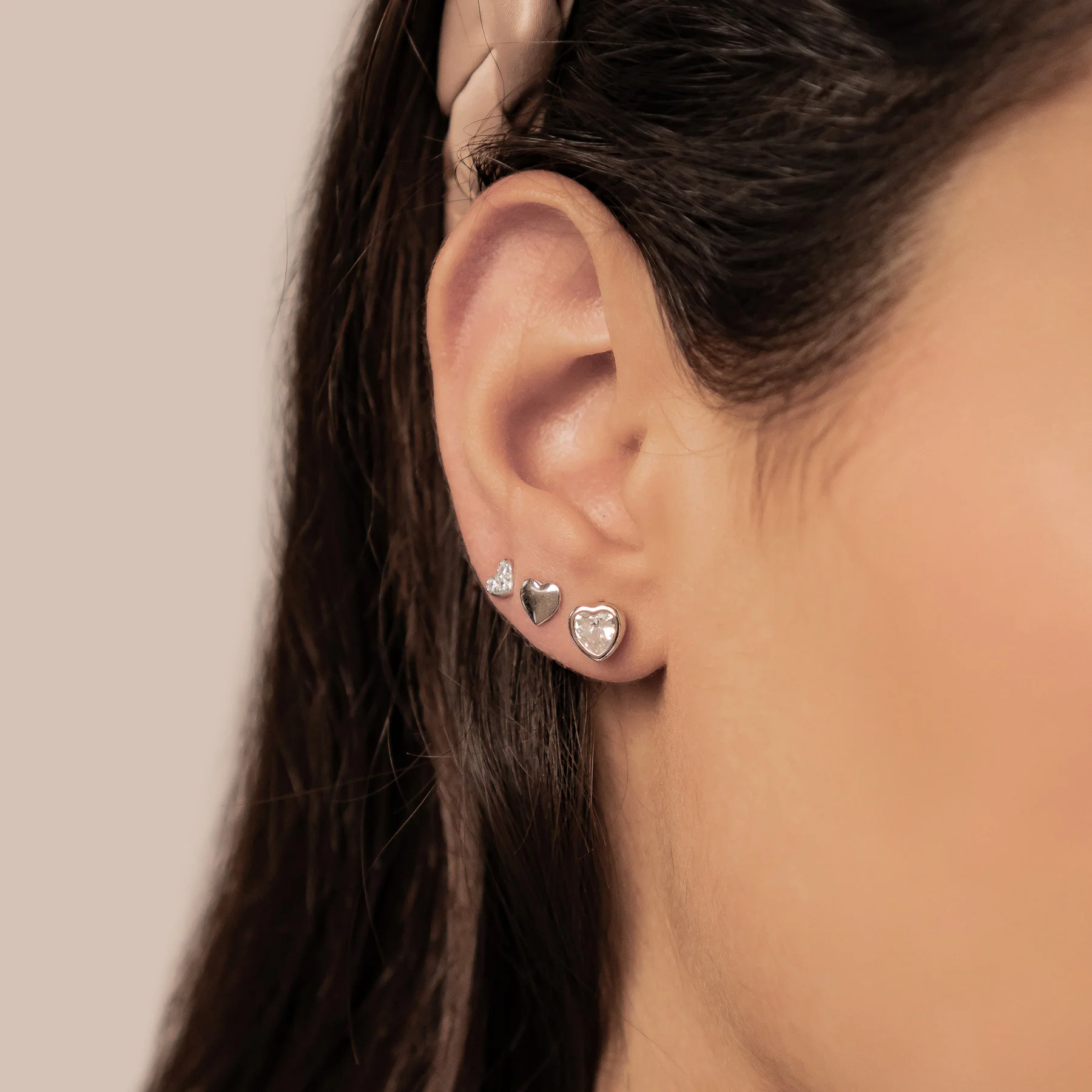 Heart Trio Stud Earring Set Sterling Silver - Image 9