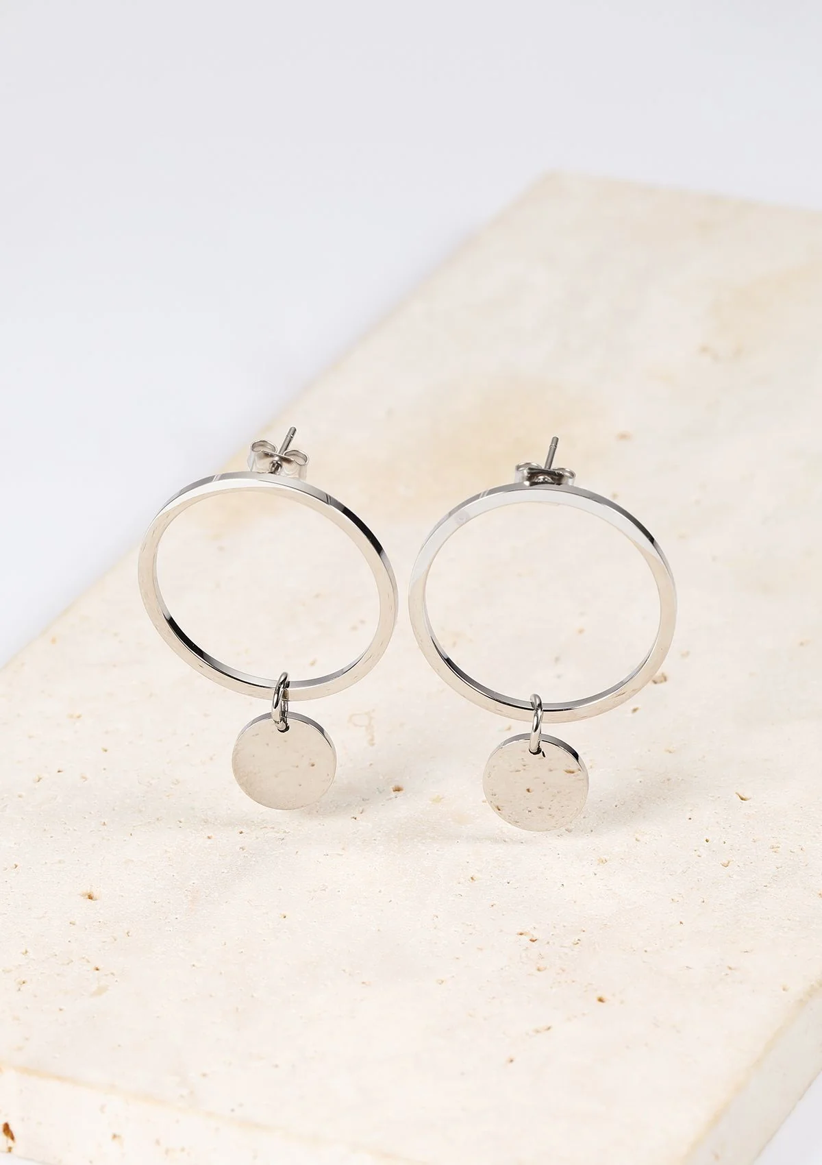 Hoop Circle Earrings Silver - Image 3