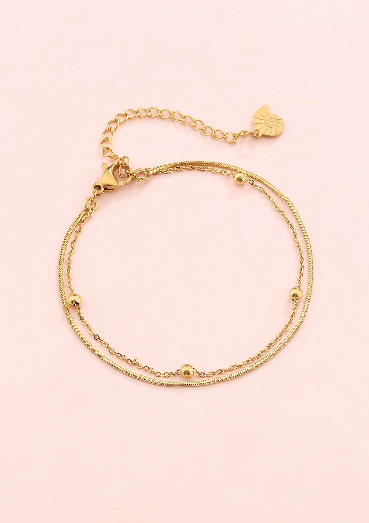 Layered Bobble Chain Bracelet Gold - Image 3