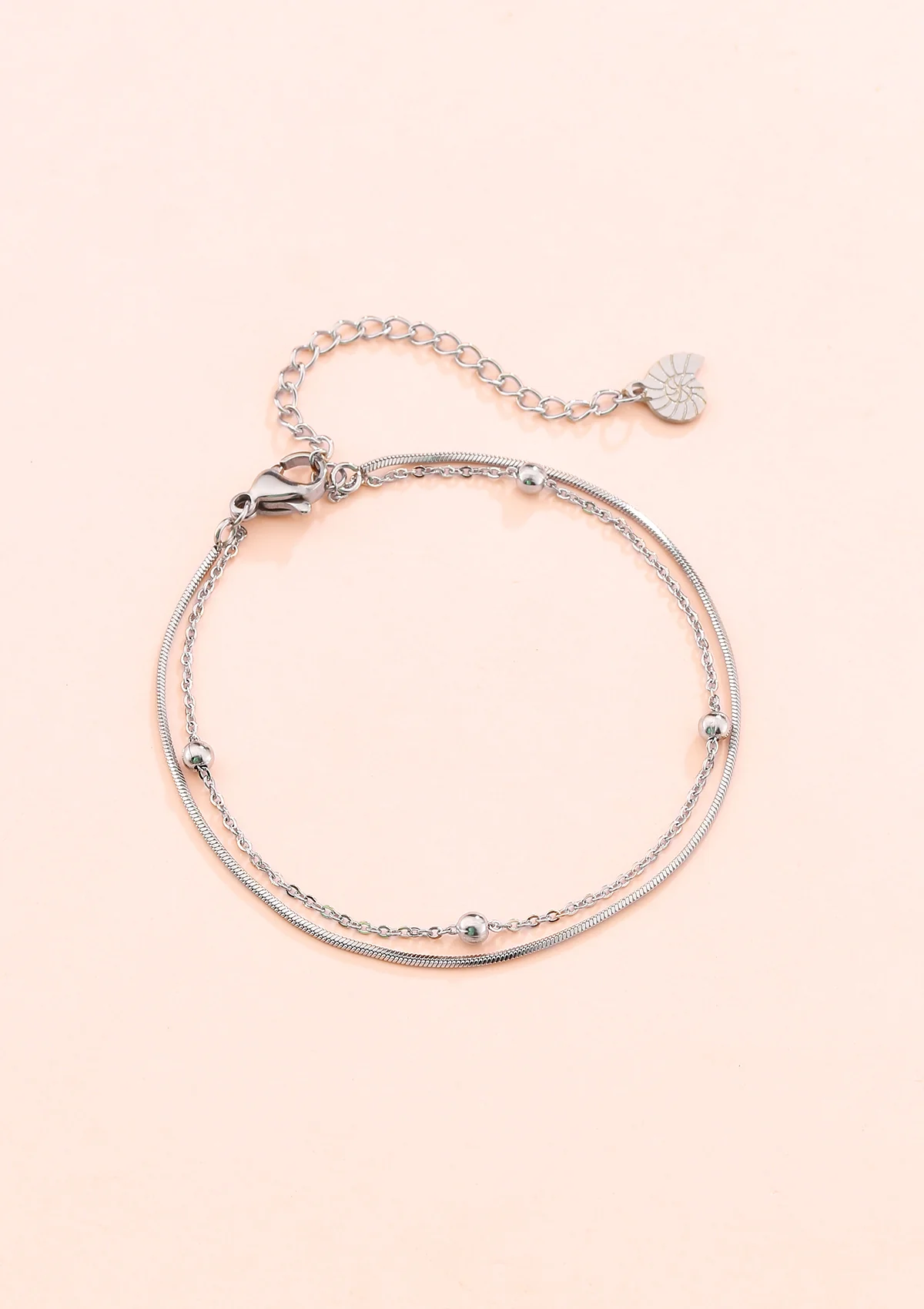 Layered Bobble Chain Bracelet Silver - Image 3