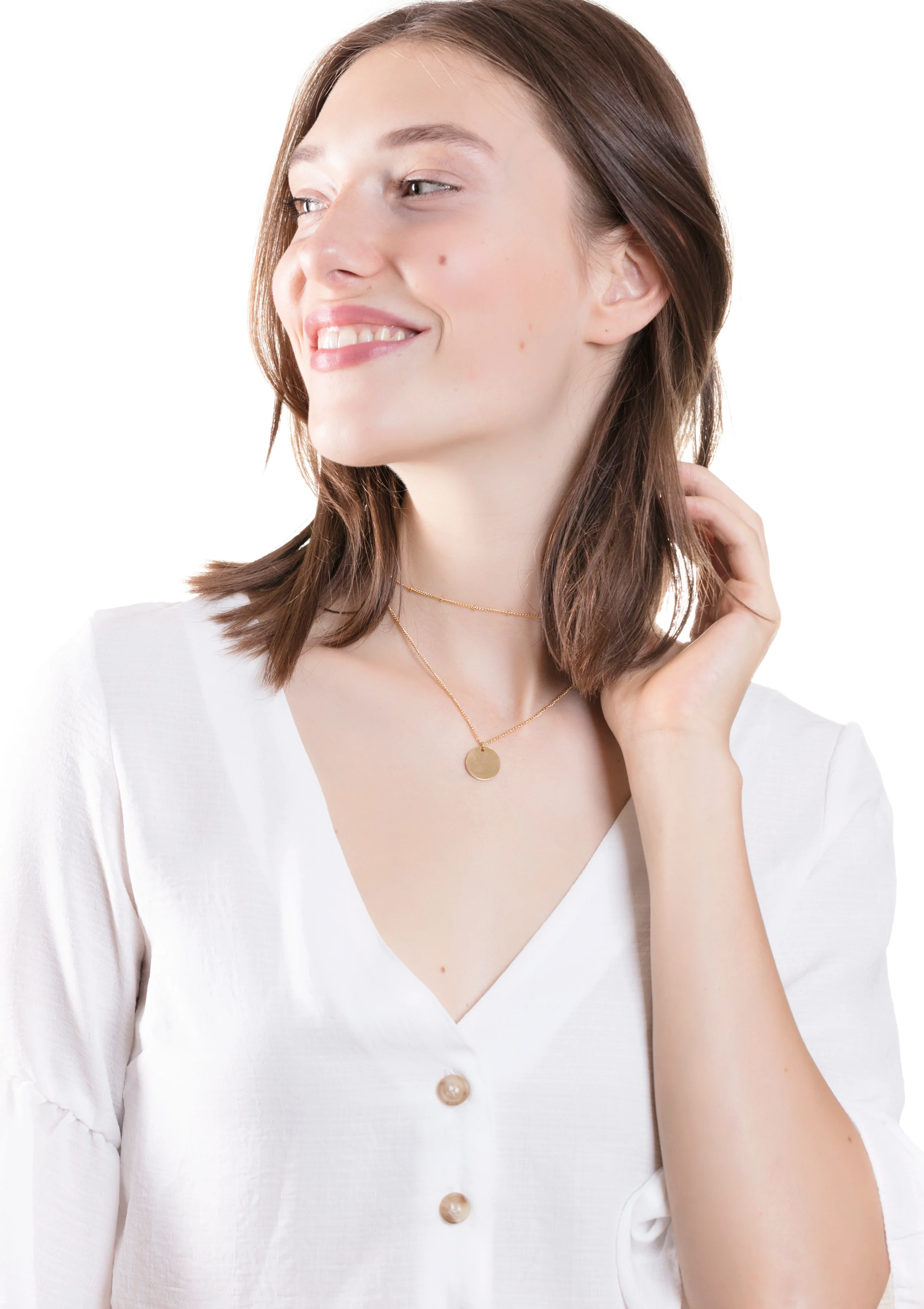 Layered Circle Necklace Gold - Image 4