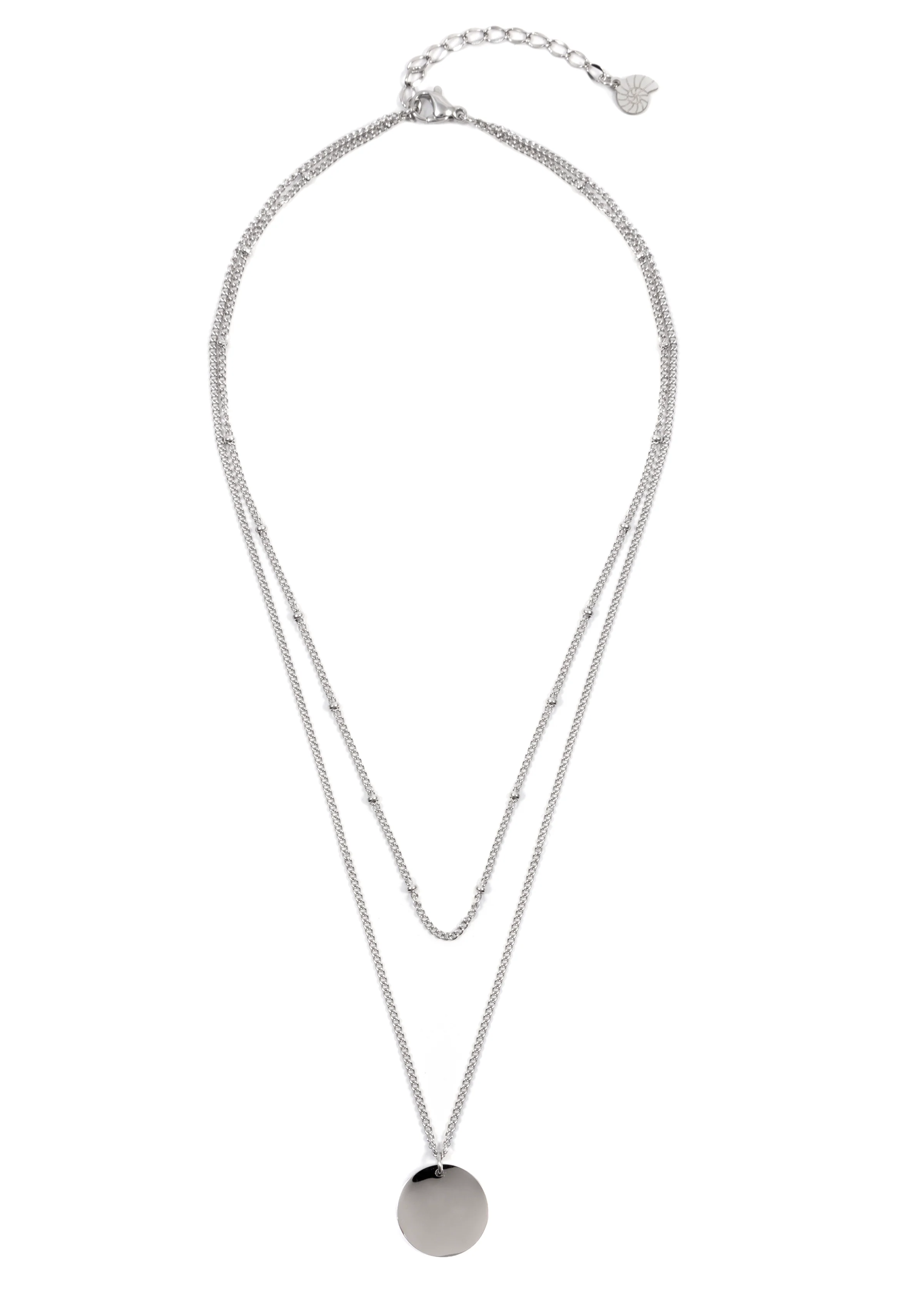 Layered Circle Necklace Silver - Image 3