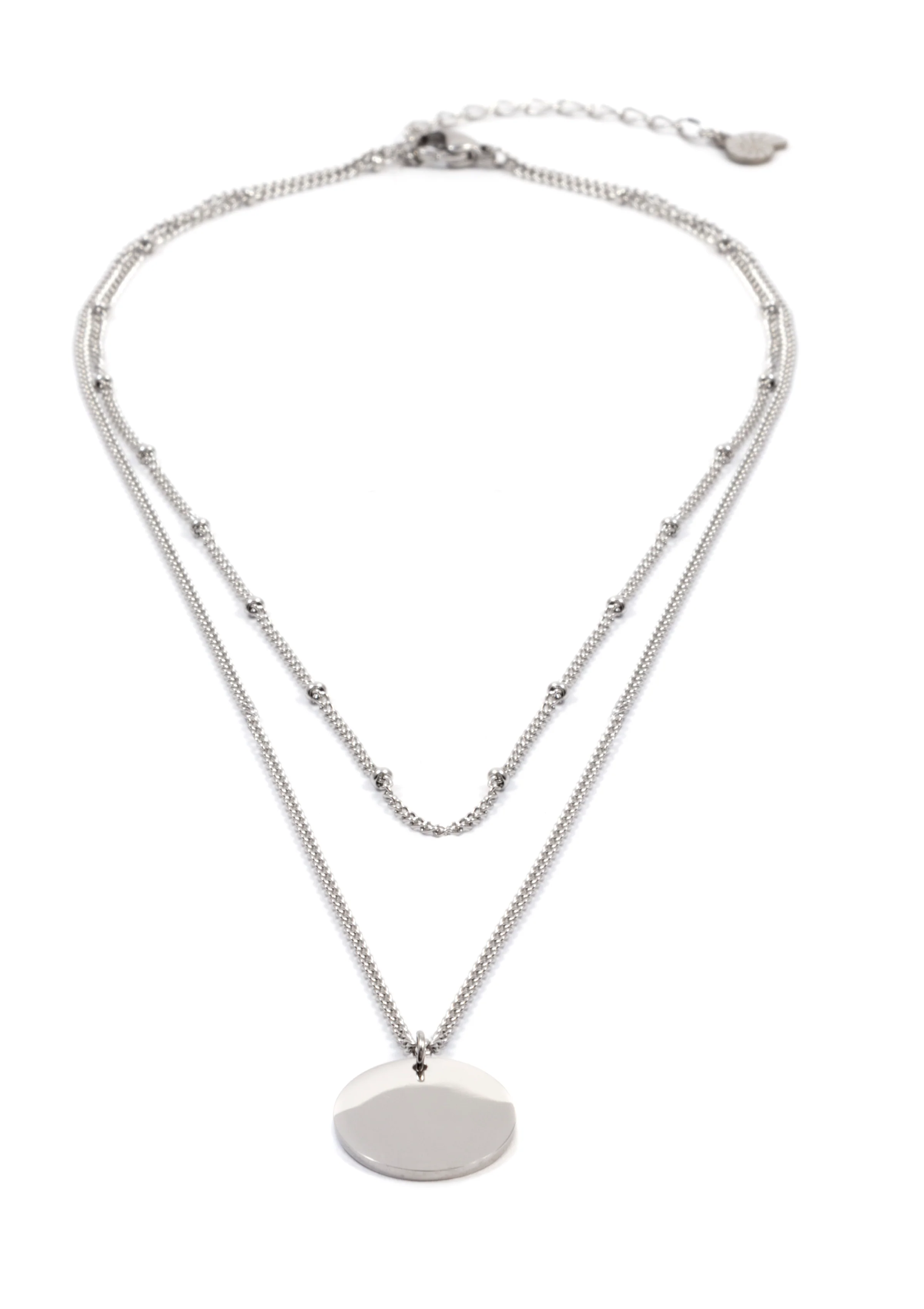 Layered Circle Necklace Silver - Image 4