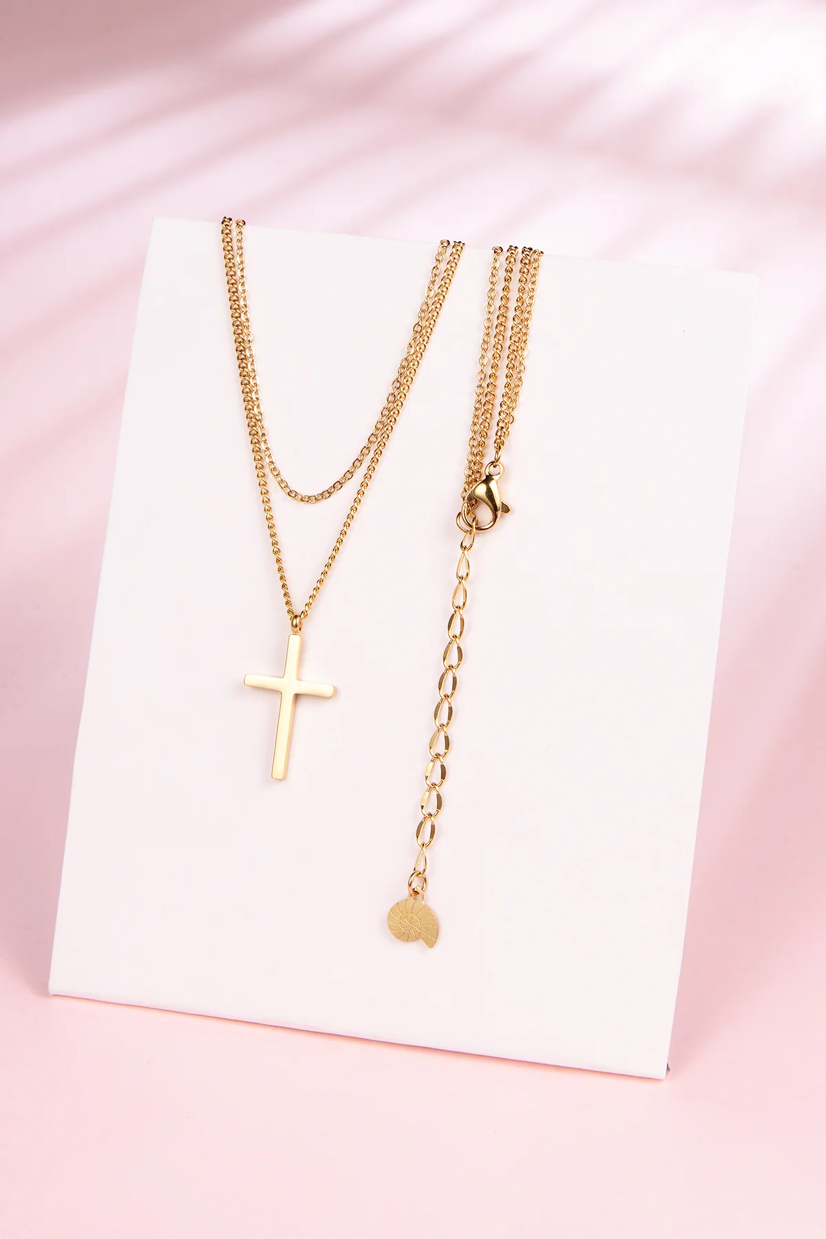 Layered Cross Necklace Gold - Image 5