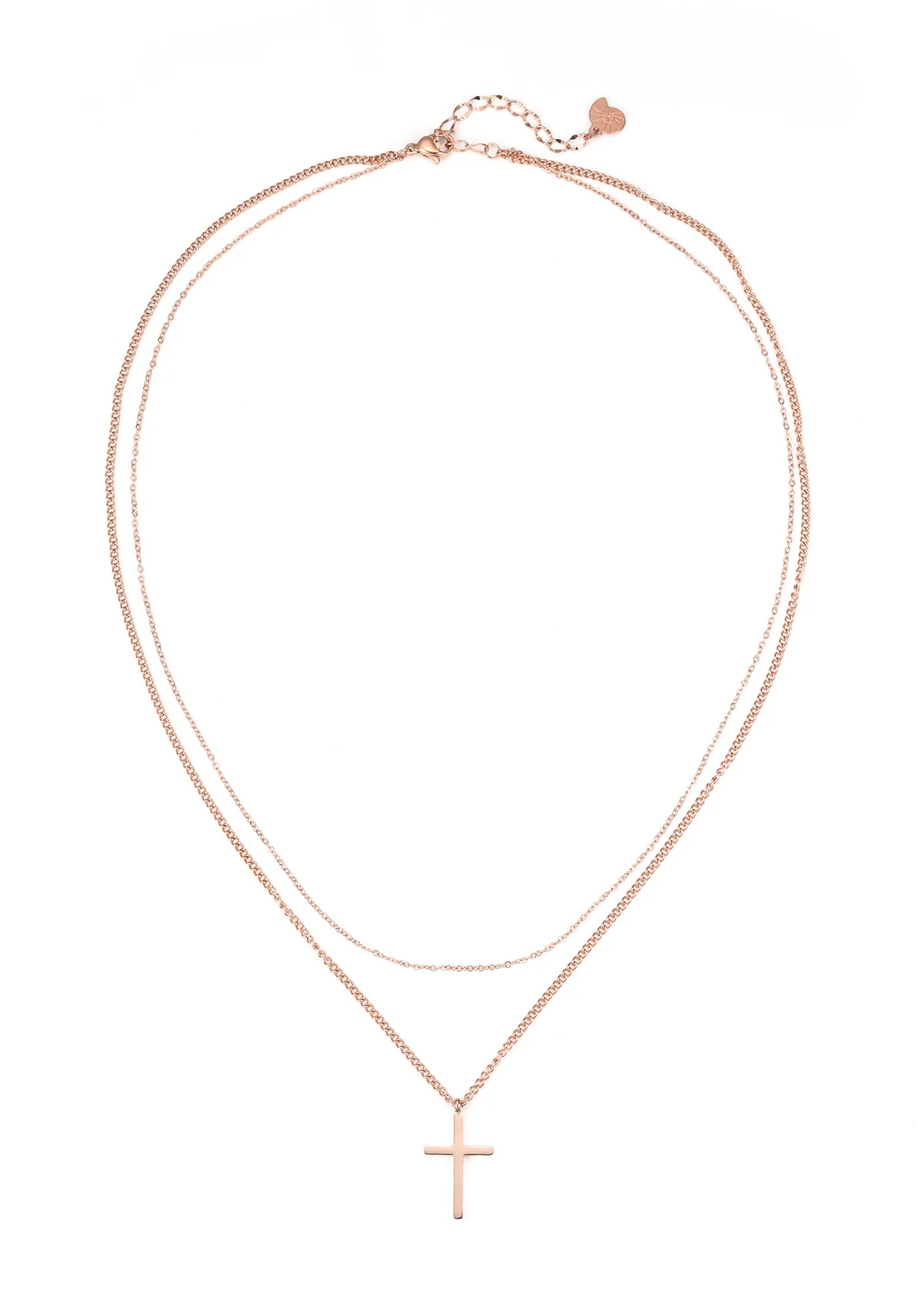 Layered Cross Necklace Rose Gold - Image 3