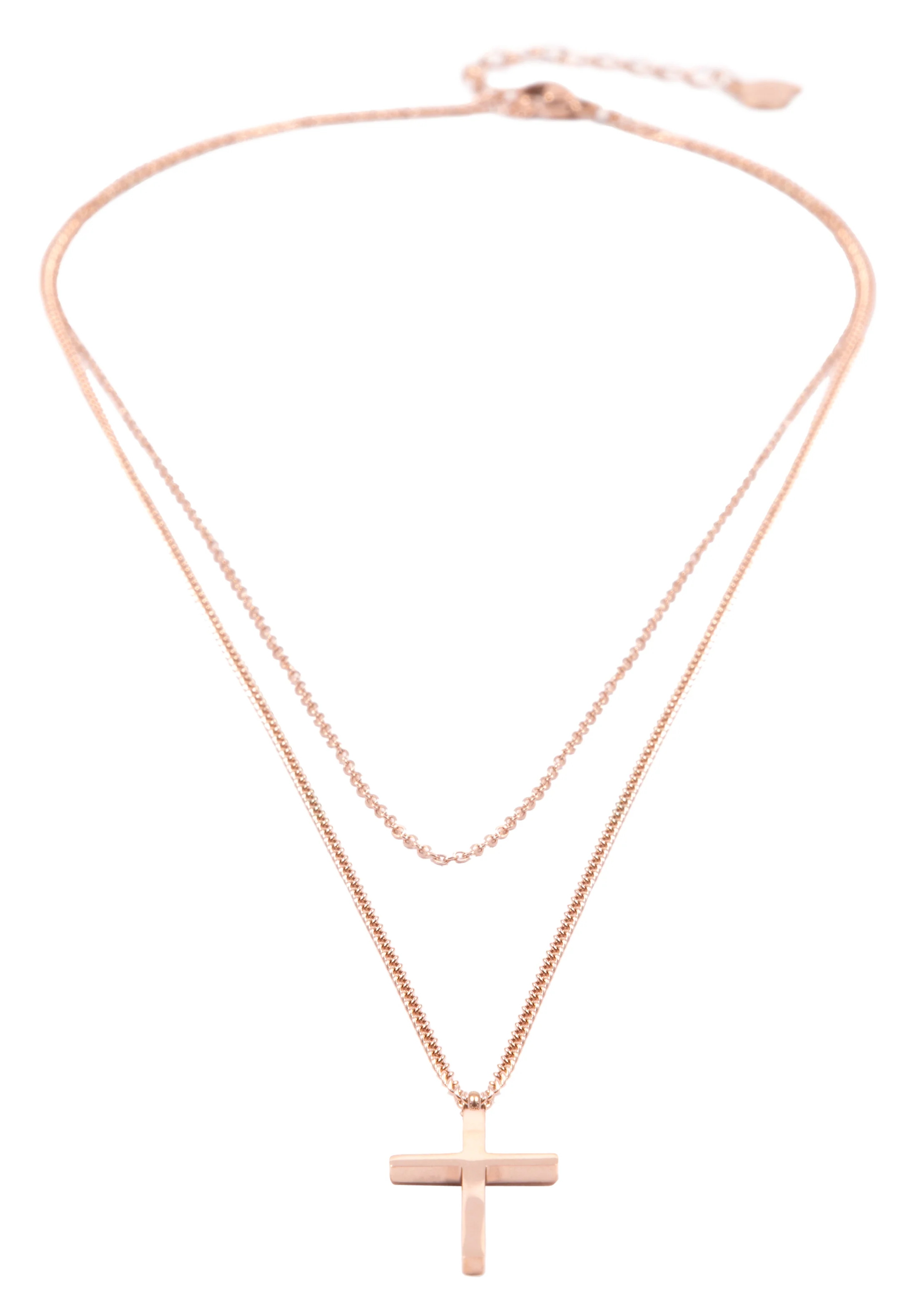 Layered Cross Necklace Rose Gold - Image 6