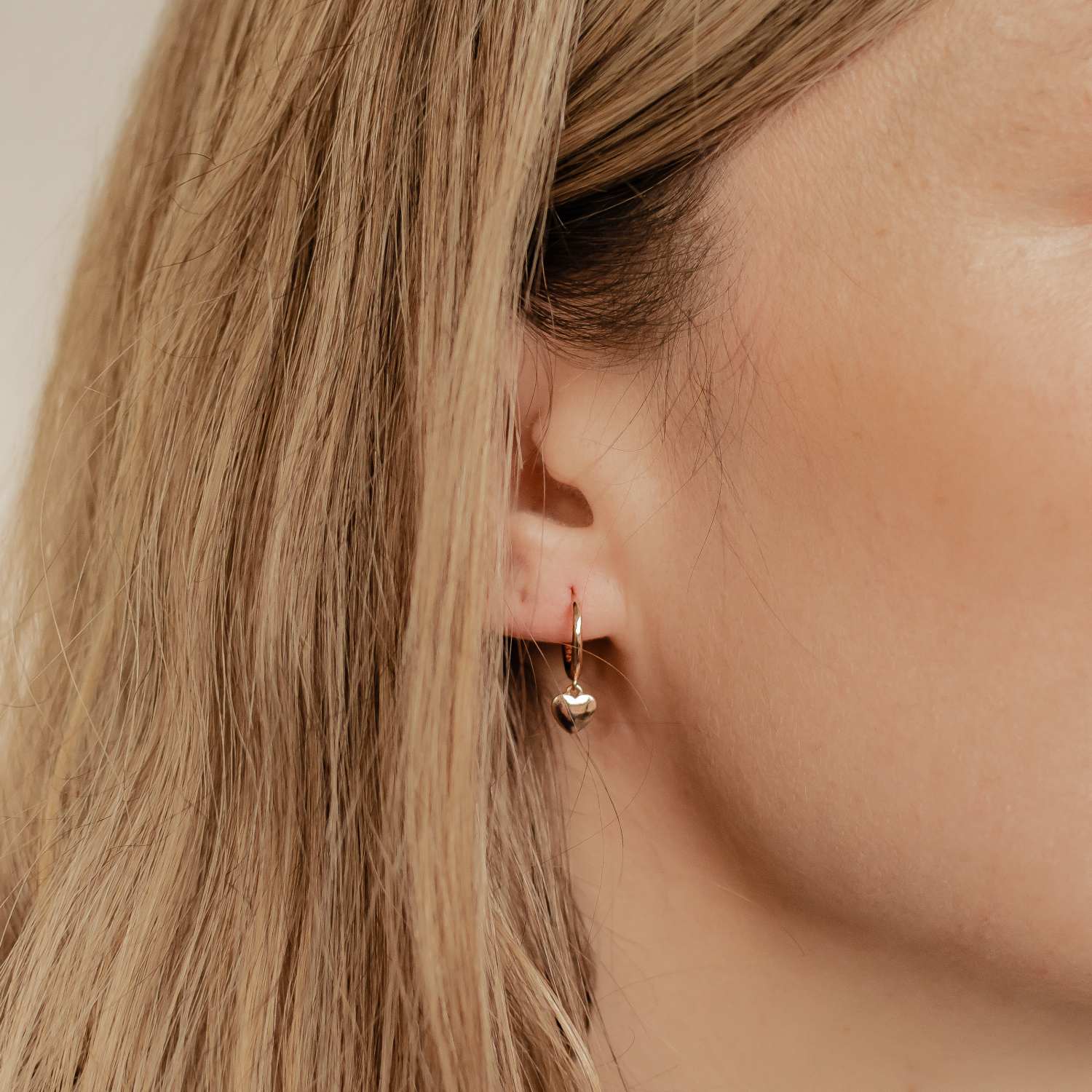 Love Heart Huggie Earrings Sterling Silver Gold - Image 4