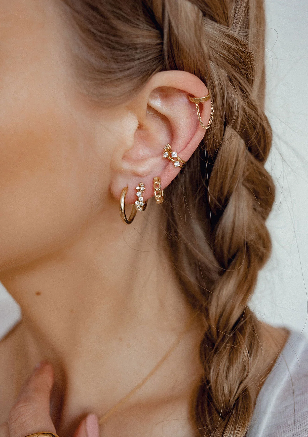 Mid Plain Hoop Earrings Sterling Silver Gold - Image 11