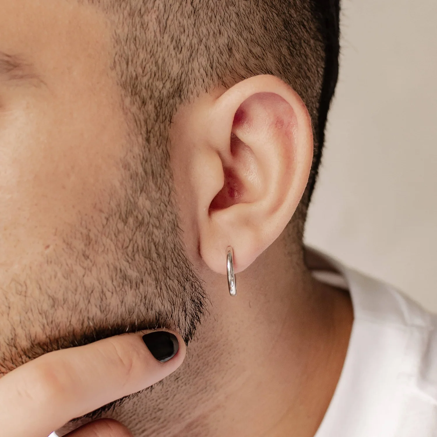 Mid Plain Hoop Earrings Sterling Silver Gold - Image 13