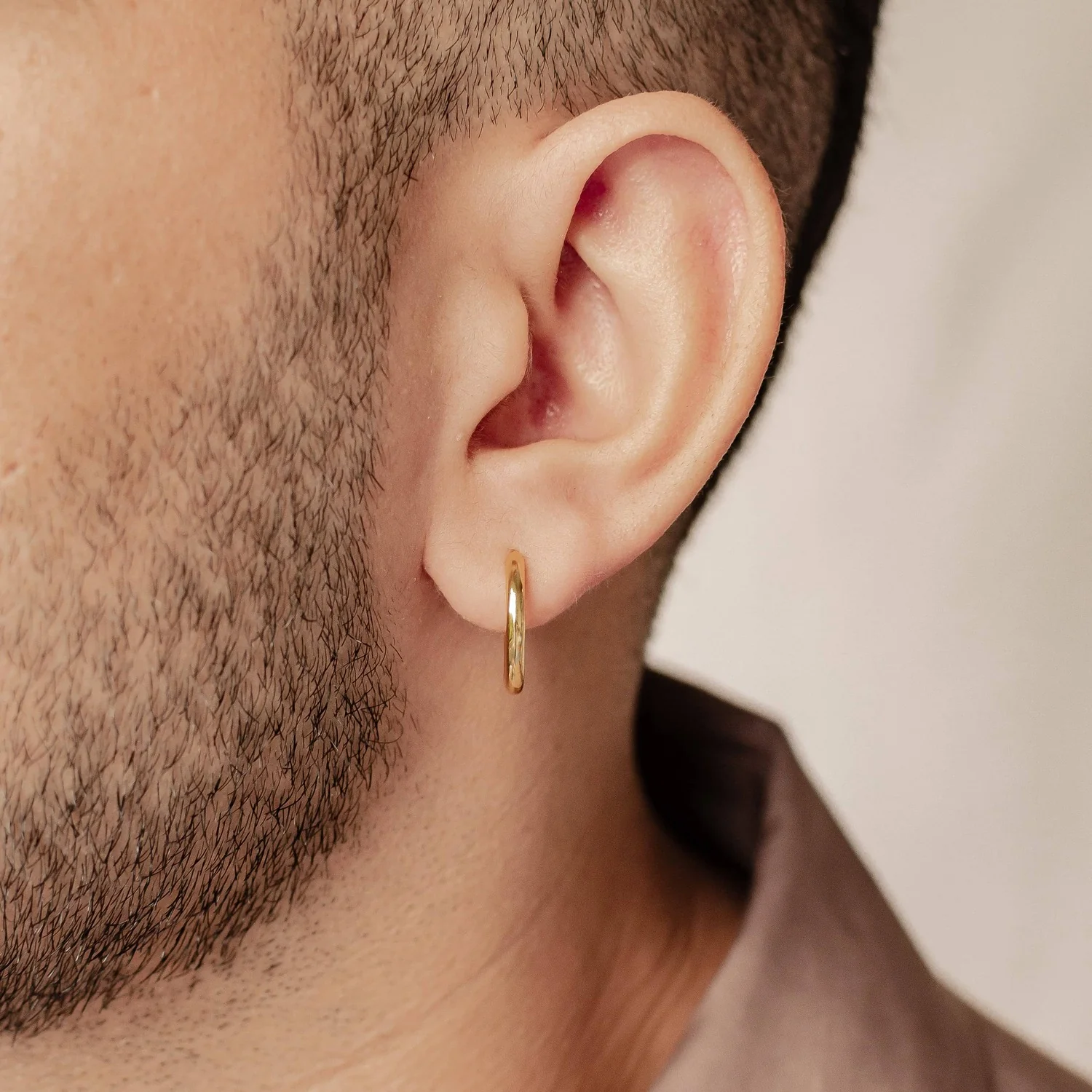 Mid Plain Hoop Earrings Sterling Silver Gold - Image 14