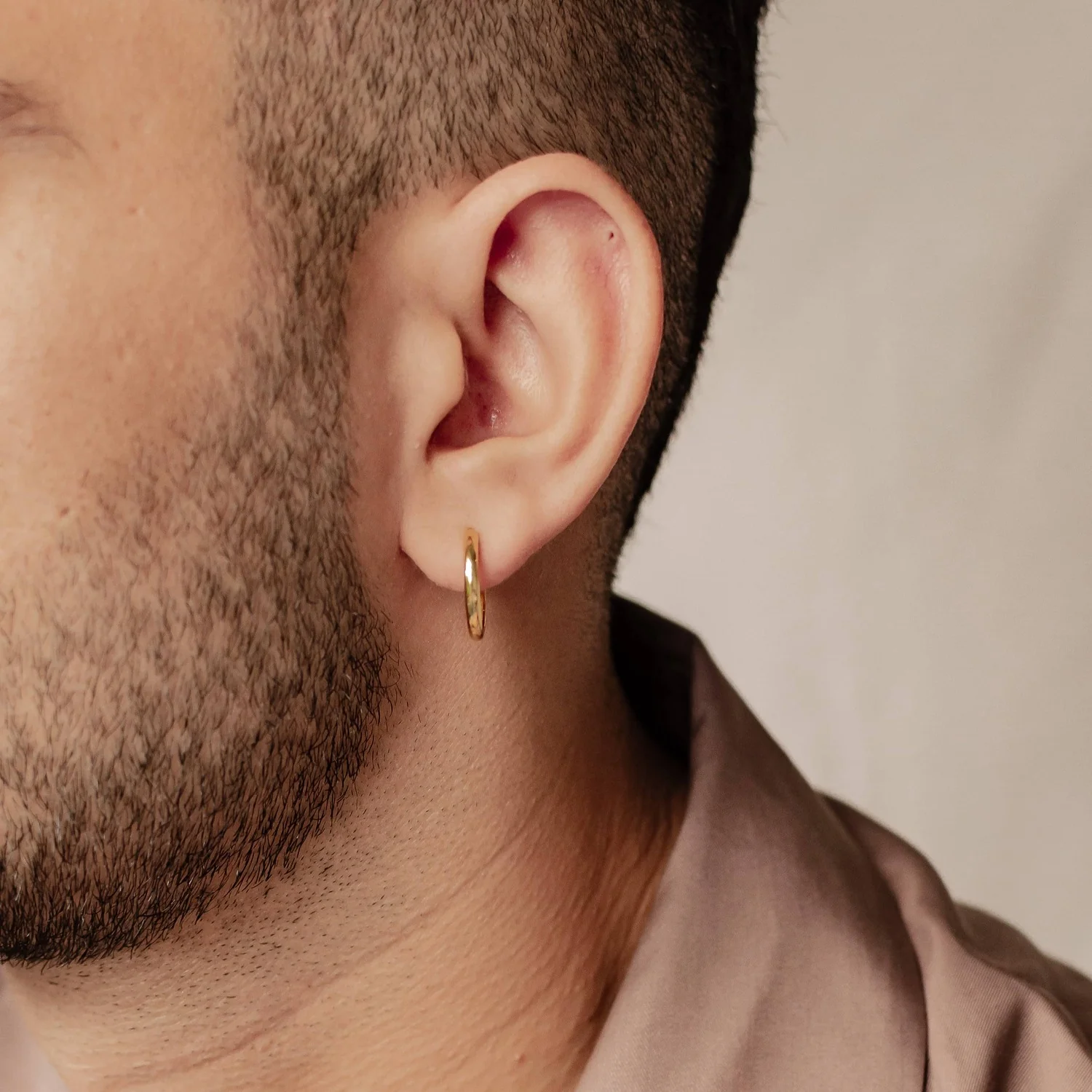 Mid Plain Hoop Earrings Sterling Silver Gold - Image 15