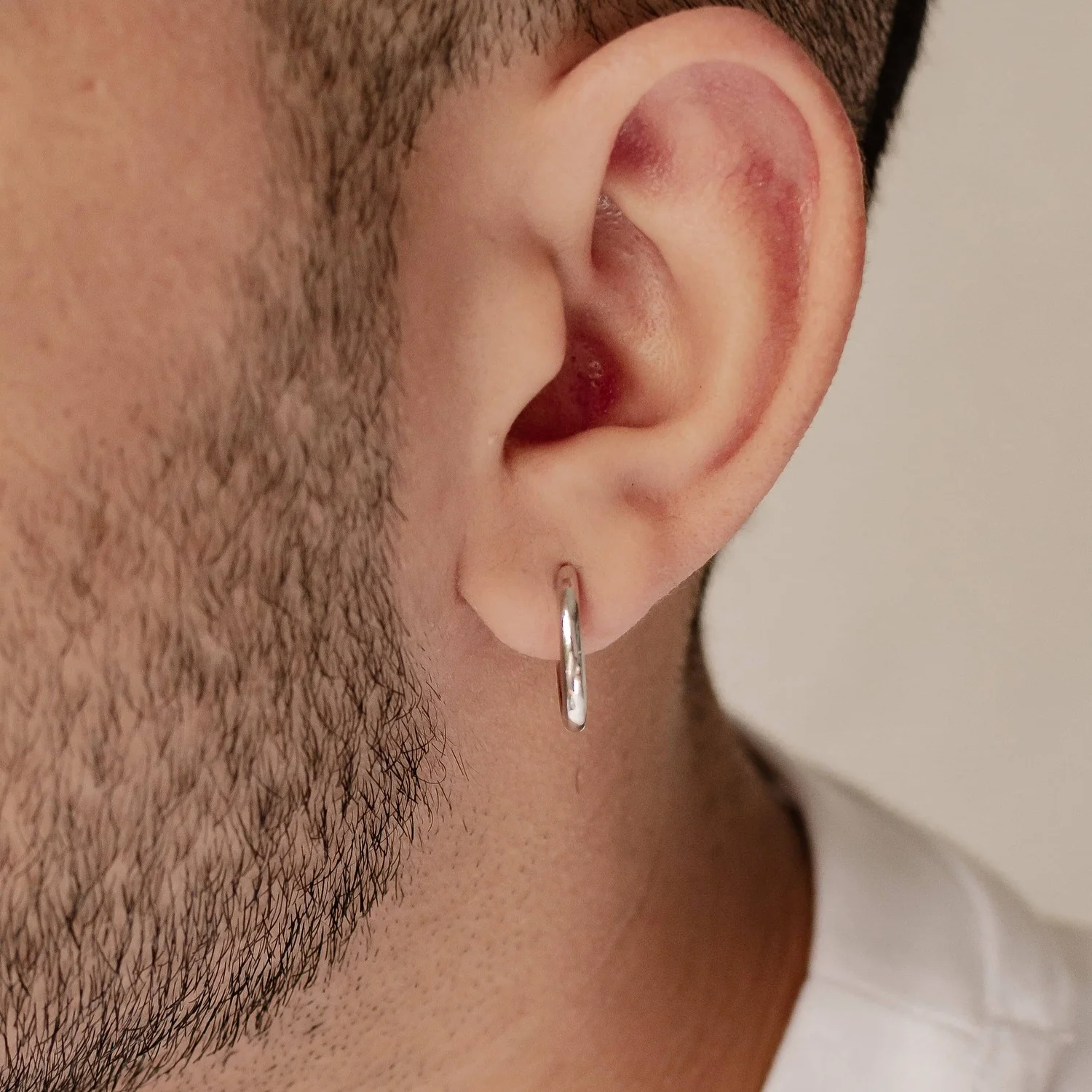 Mid Plain Hoop Earrings Sterling Silver Gold - Image 16