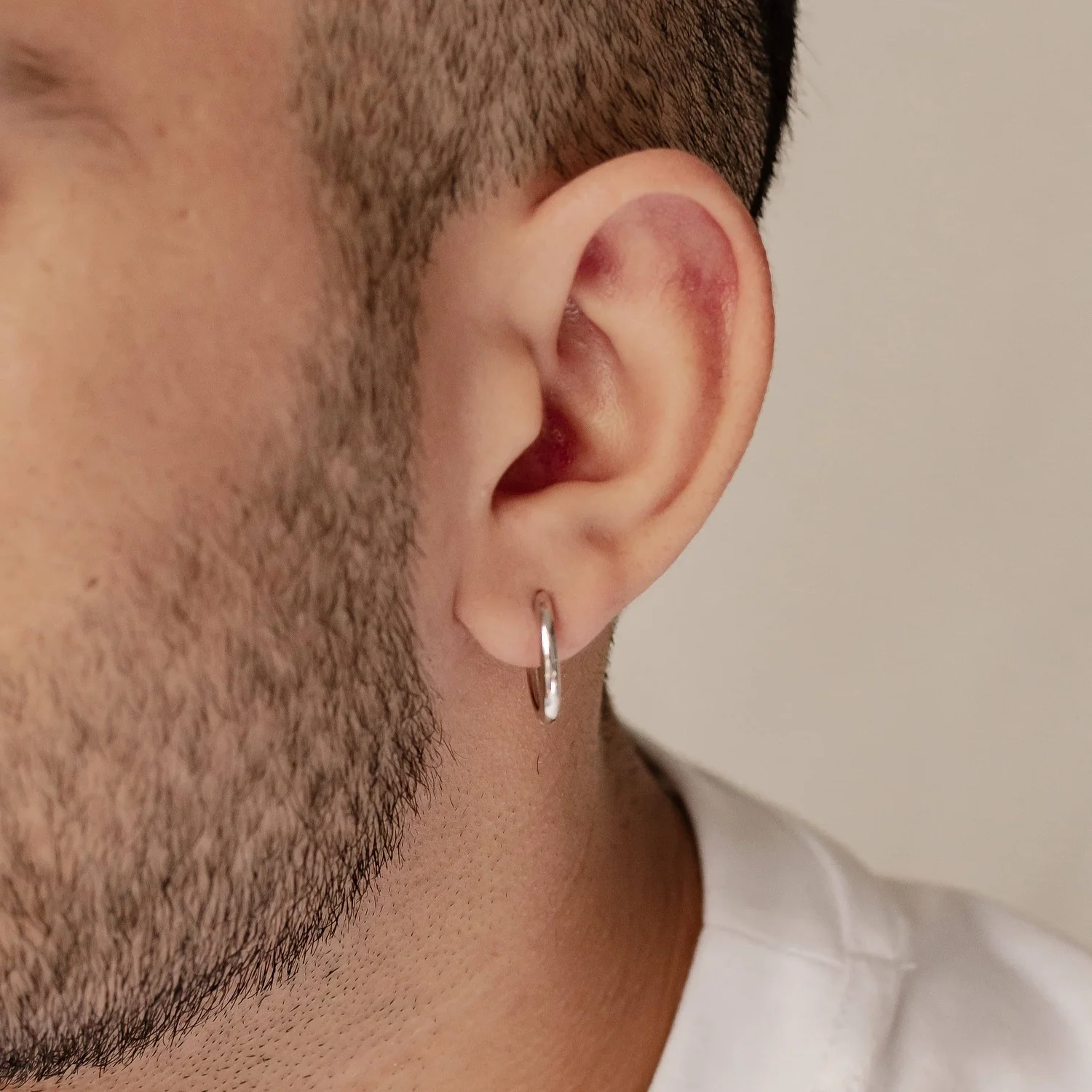 Mid Plain Hoop Earrings Sterling Silver Gold - Image 17