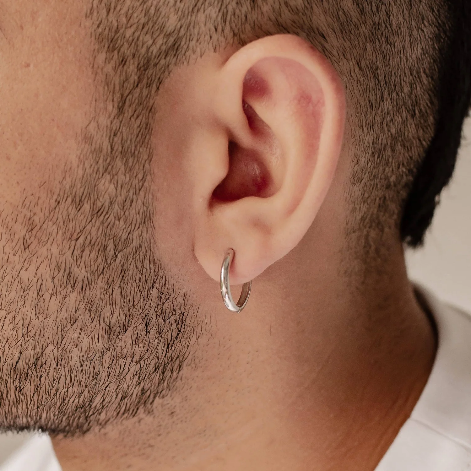 Mid Plain Hoop Earrings Sterling Silver Gold - Image 18