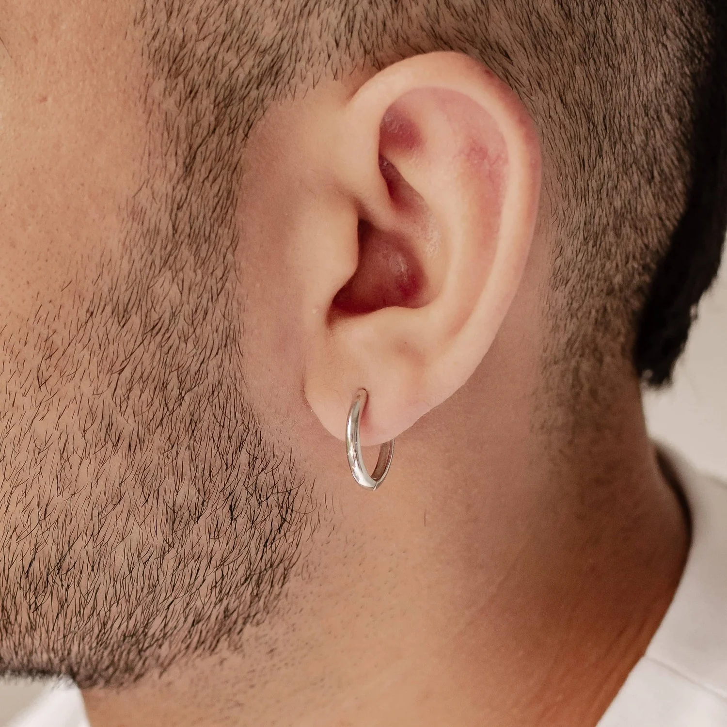 Mid Plain Hoop Earrings Sterling Silver Gold - Image 19