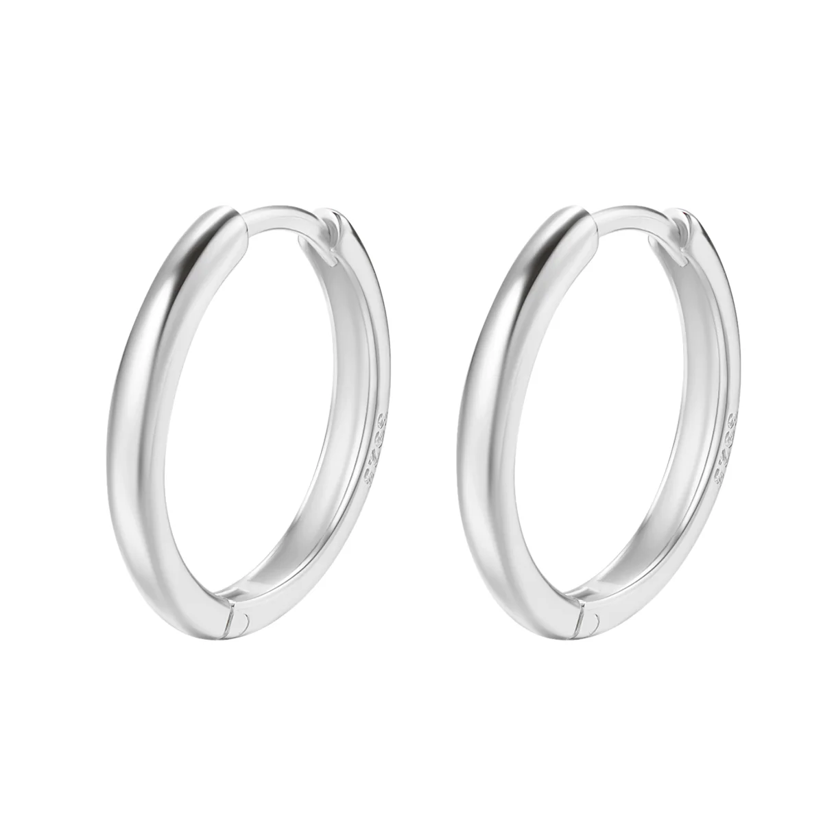 Mid Plain Hoop Earrings Sterling Silver Gold - Image 6