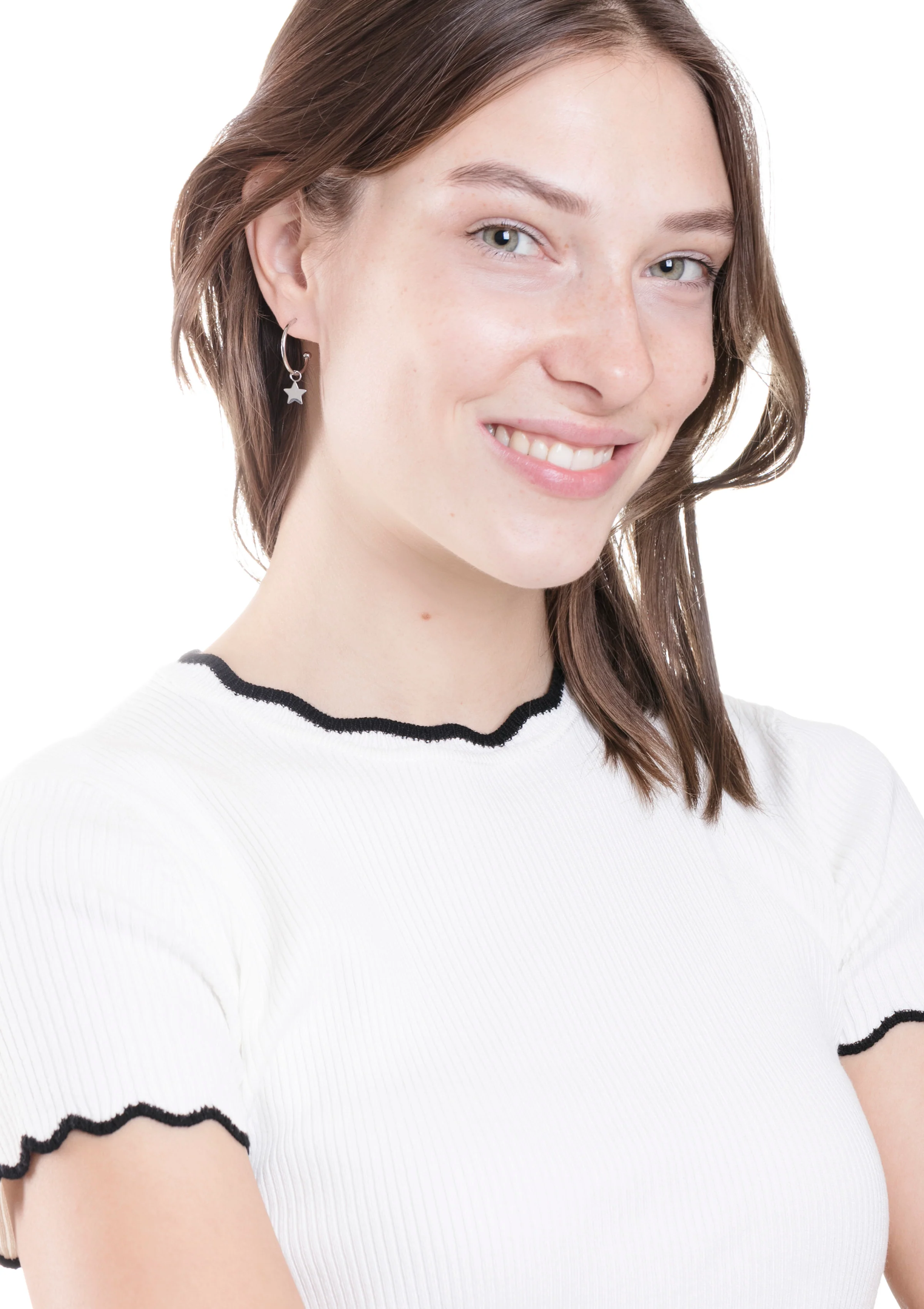 Moon Star Hoop Earrings Silver - Image 4