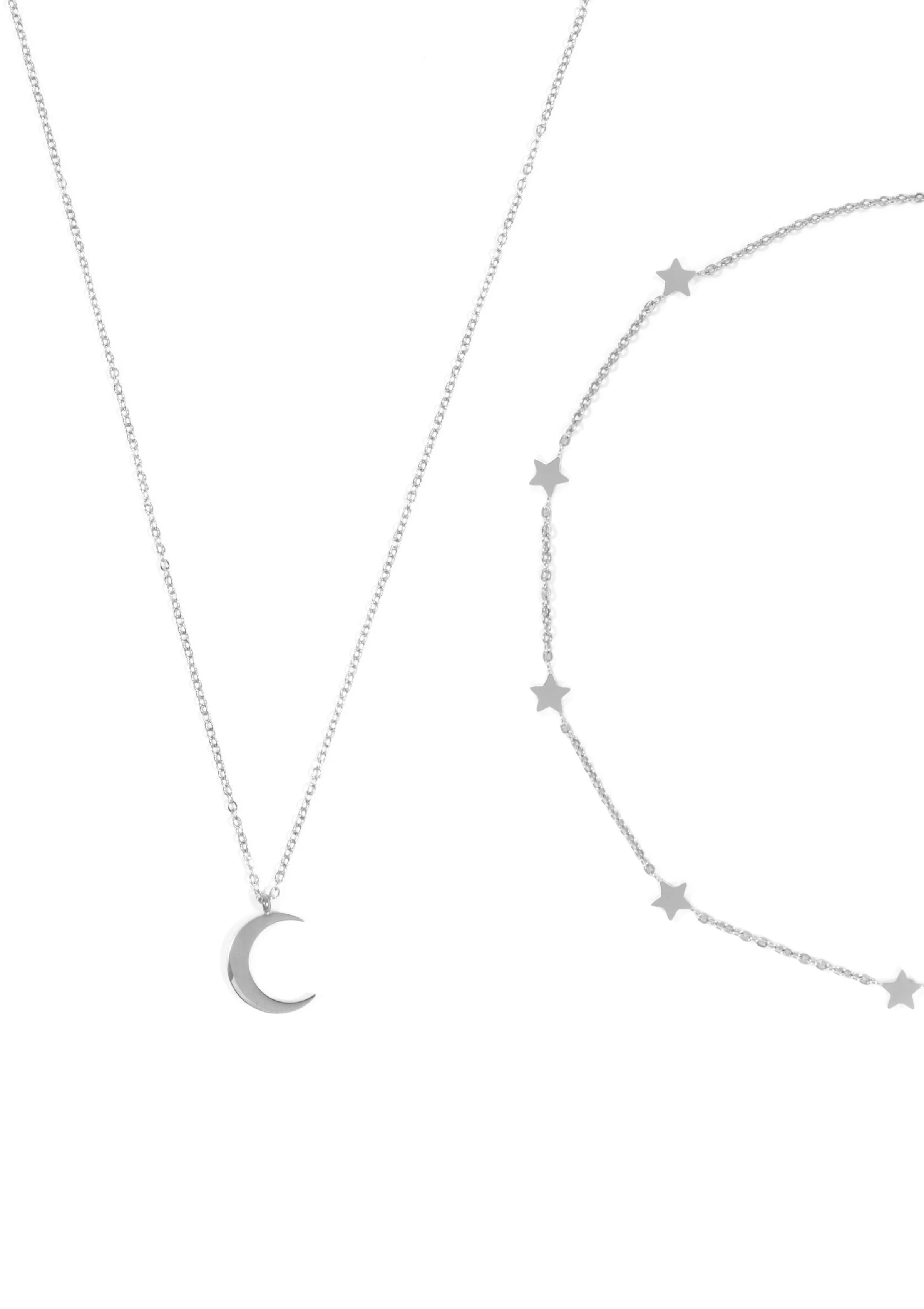 Moon Star Necklace Set Silver - Image 4