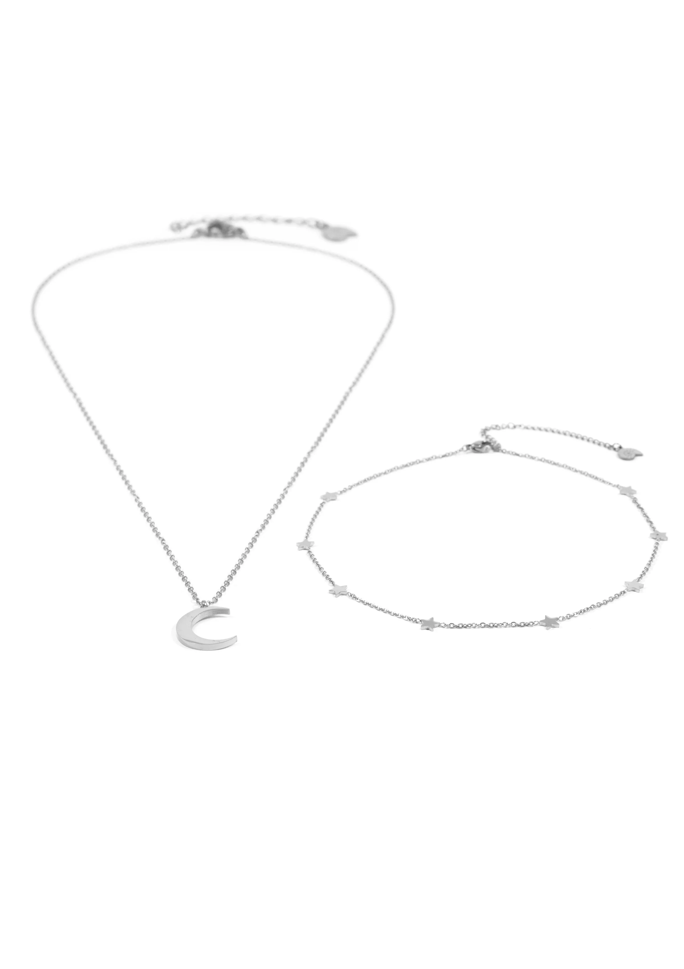 Moon Star Necklace Set Silver - Image 5