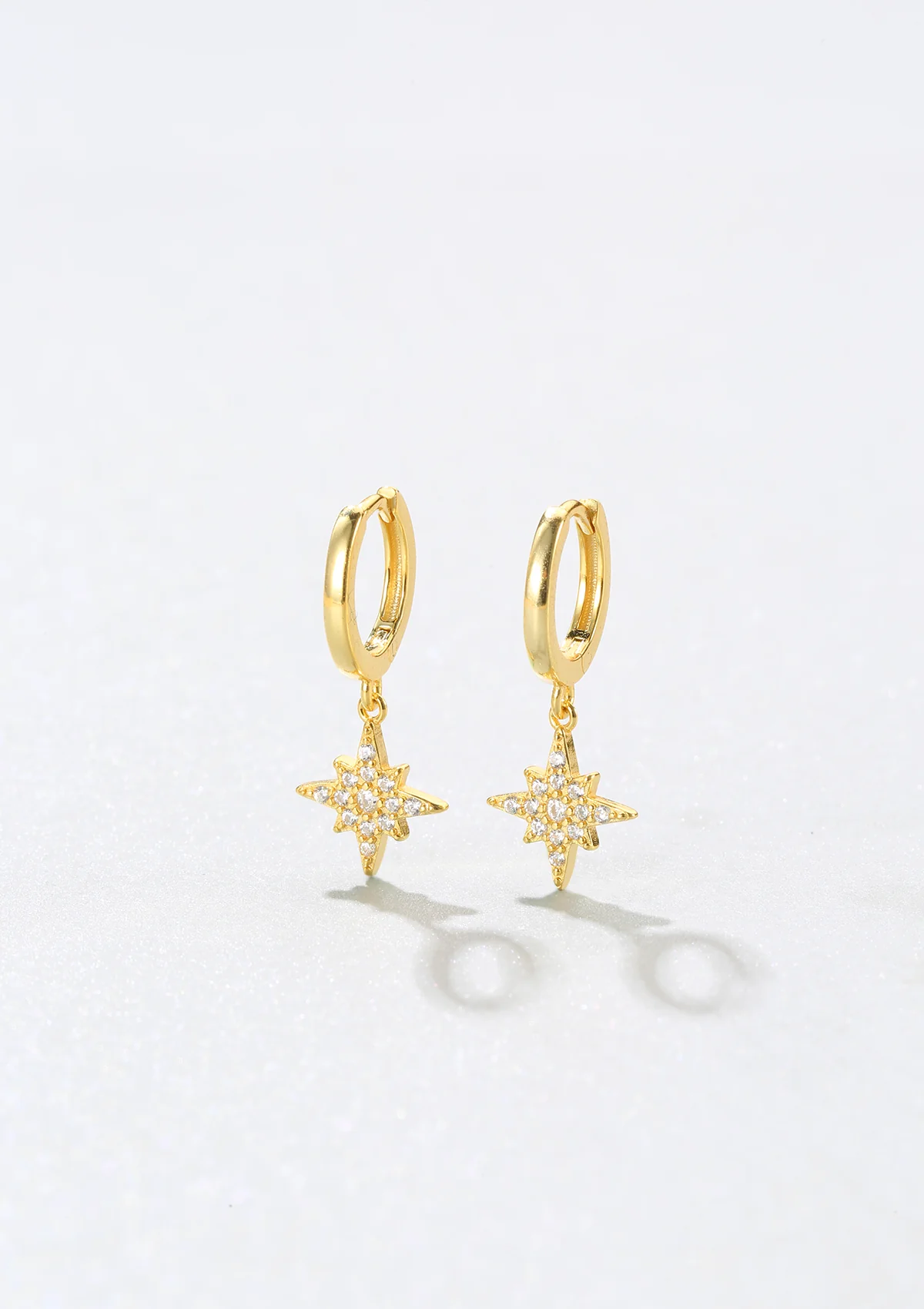 North Star Huggie Earrings Sterling Silver Gold - Image 3