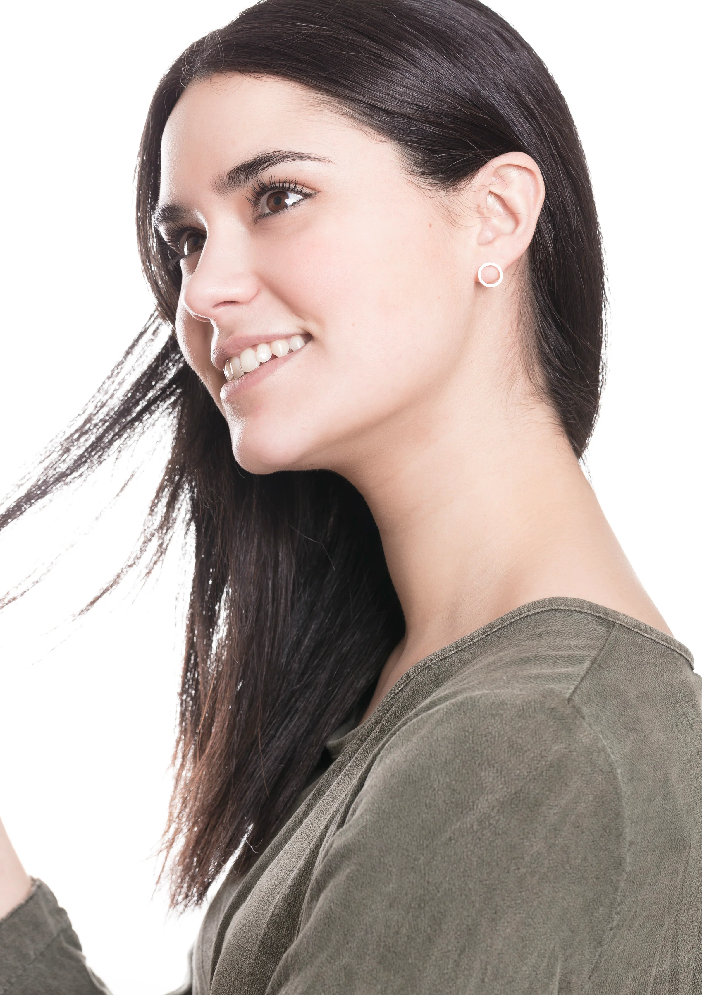 Open Circle Stud Earrings - Image 5