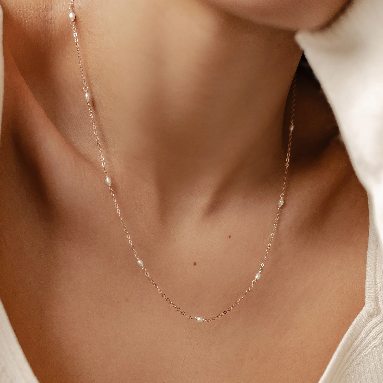 Pearl Chain Necklace Sterling Silver - Image 13