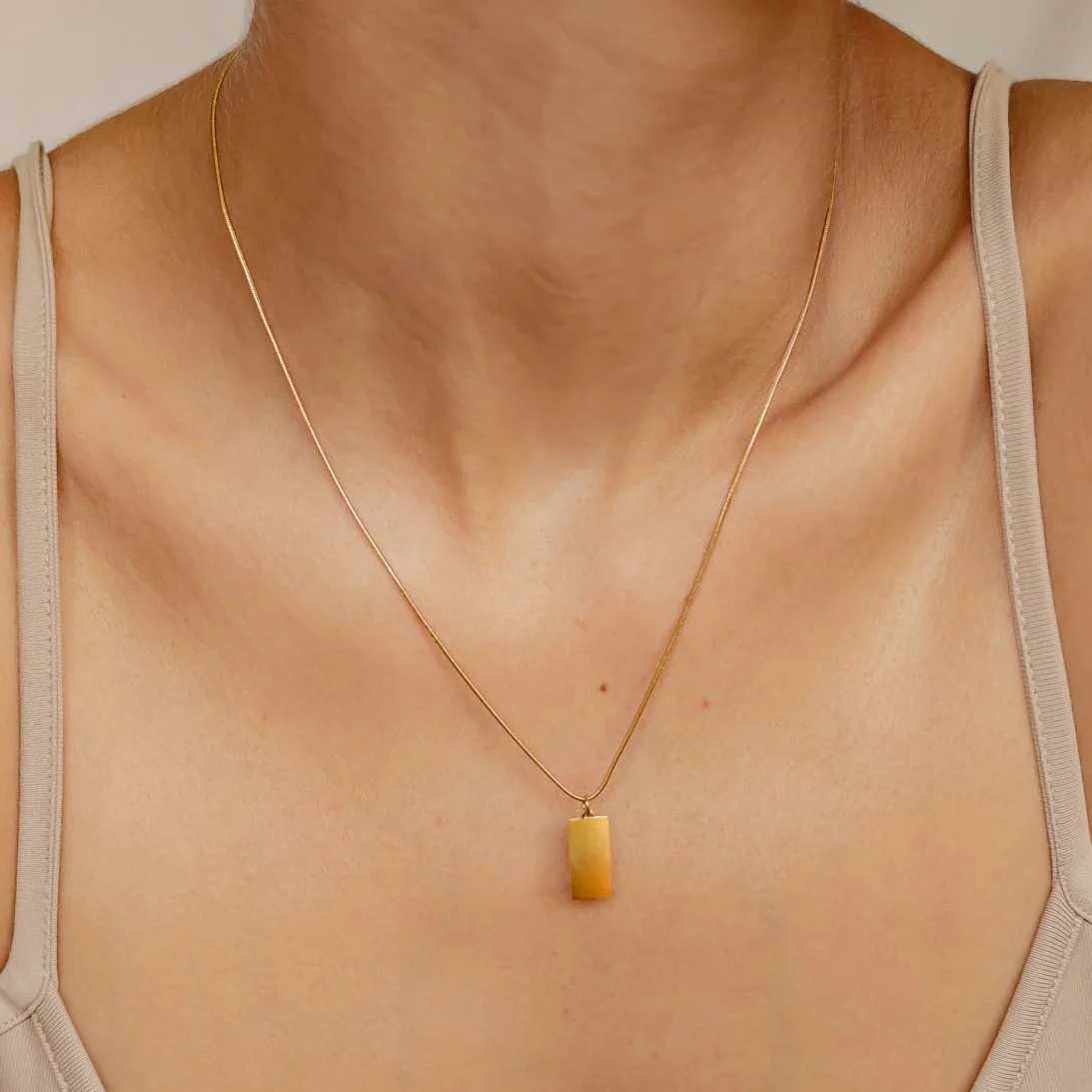 Rectangle Pendant Necklace Gold - Image 3