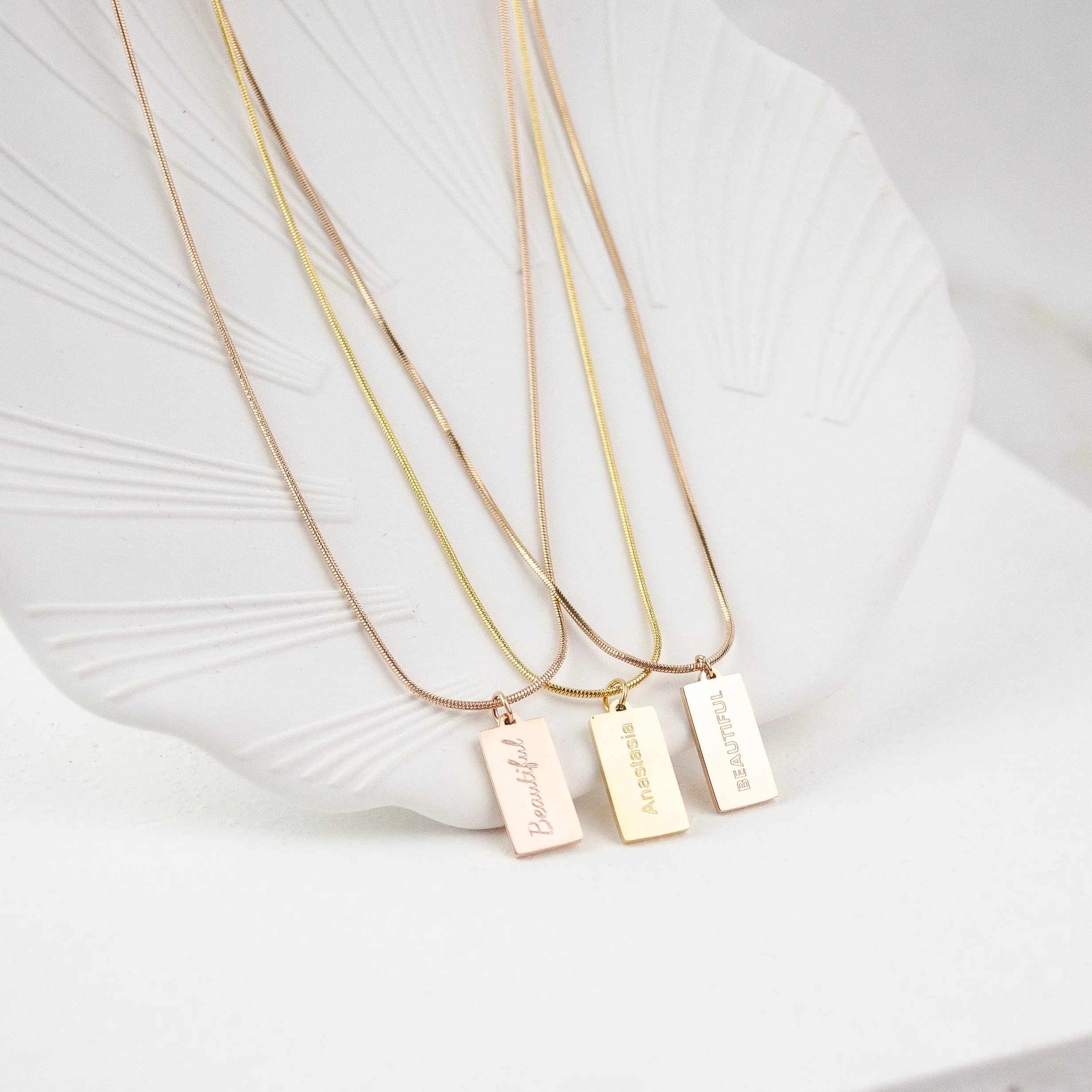 Rectangle Pendant Necklace Gold - Image 6
