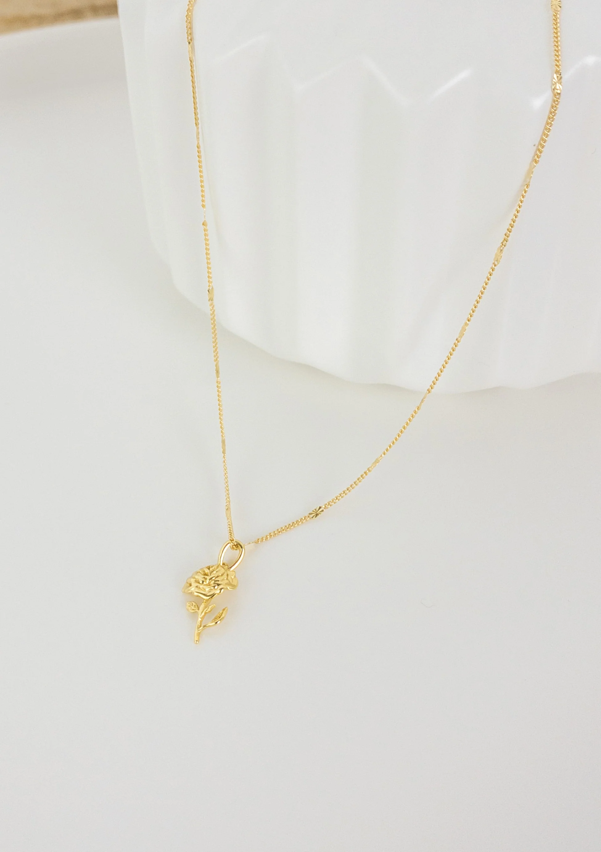 Rose Pendant Necklace Sterling Silver Gold - Image 4